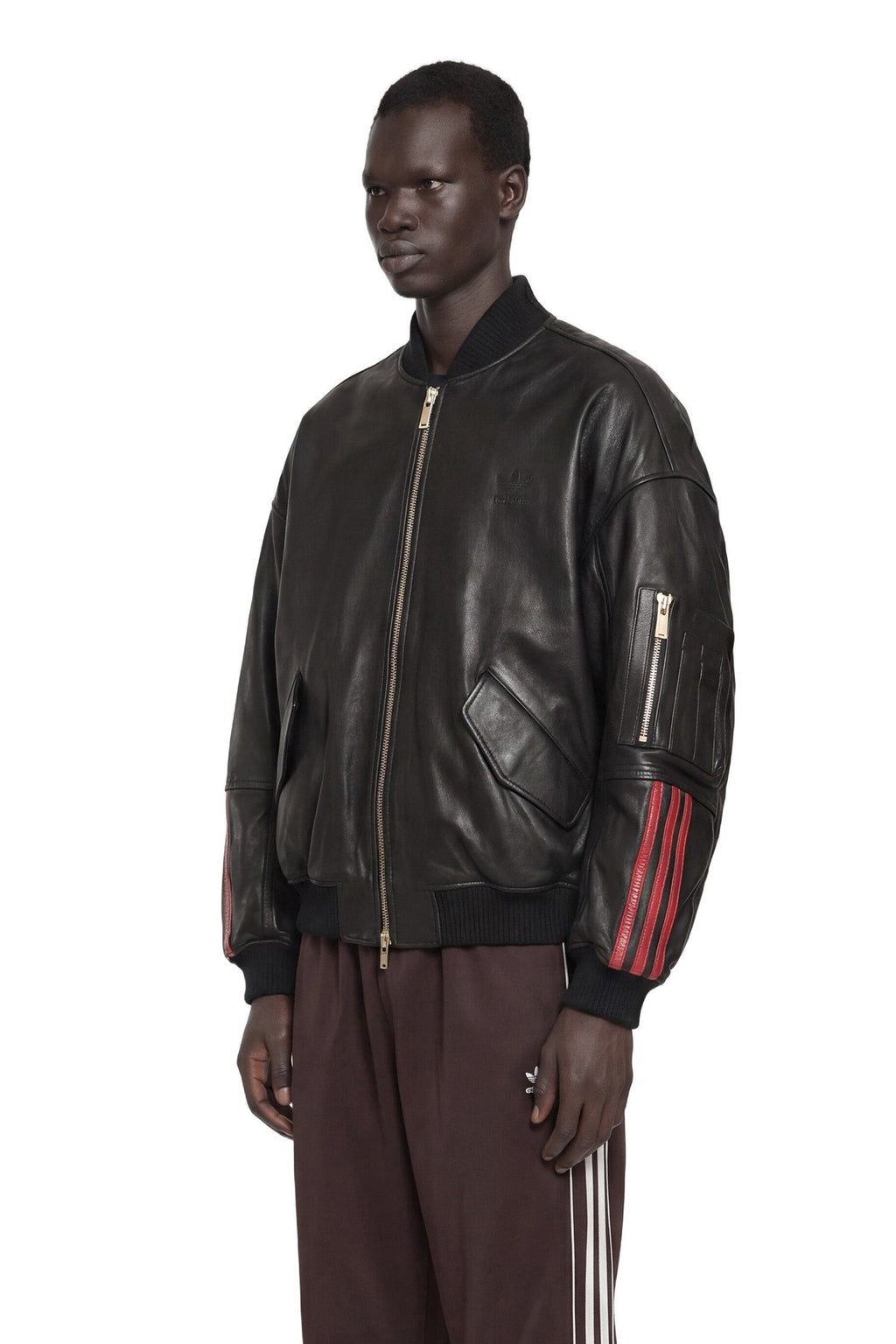 X Willy Chavarria Leather Bomber Jacket Adidas – Гарантія оригінальності – вид ззаду