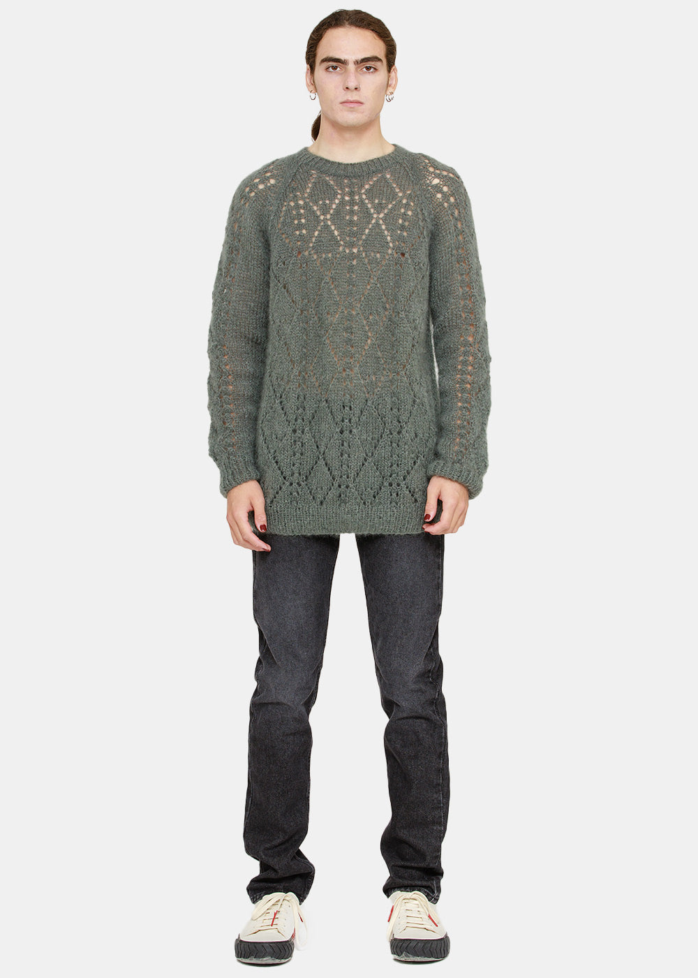 Оригінальна Grey Mohair Fancy Stitch Sweater Loewe – боковий вид