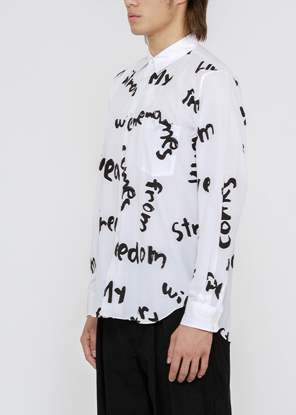 Оригінальна Slogan Print Cotton Shirt Comme des garcons – детальний вид