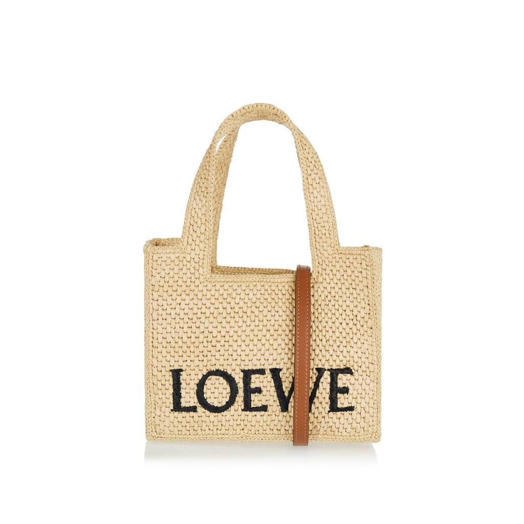 Font Tote Mini Logo Raffia Tote Bag Loewe – Гарантія оригінальності – боковий вид