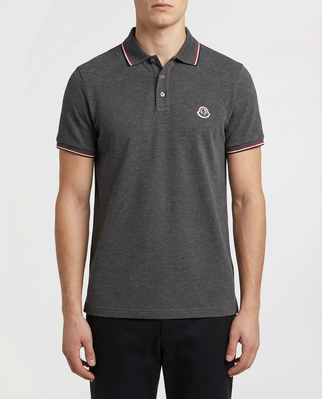 Tricolour Trimmed Cotton Piqué Polo Shirt Moncler – Гарантія оригінальності – вид ззаду