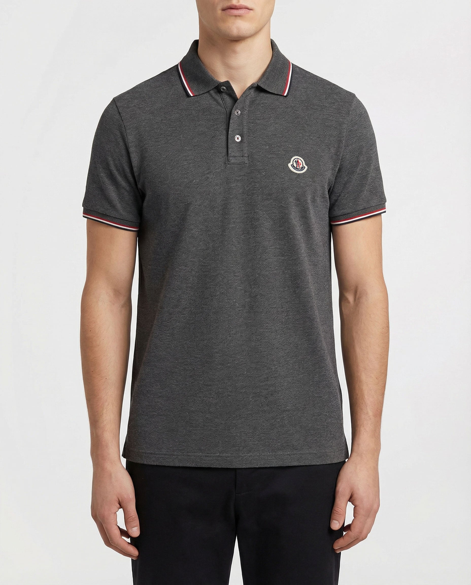 Tricolour Trimmed Cotton Piqué Polo Shirt Moncler – Гарантія оригінальності – вид ззаду