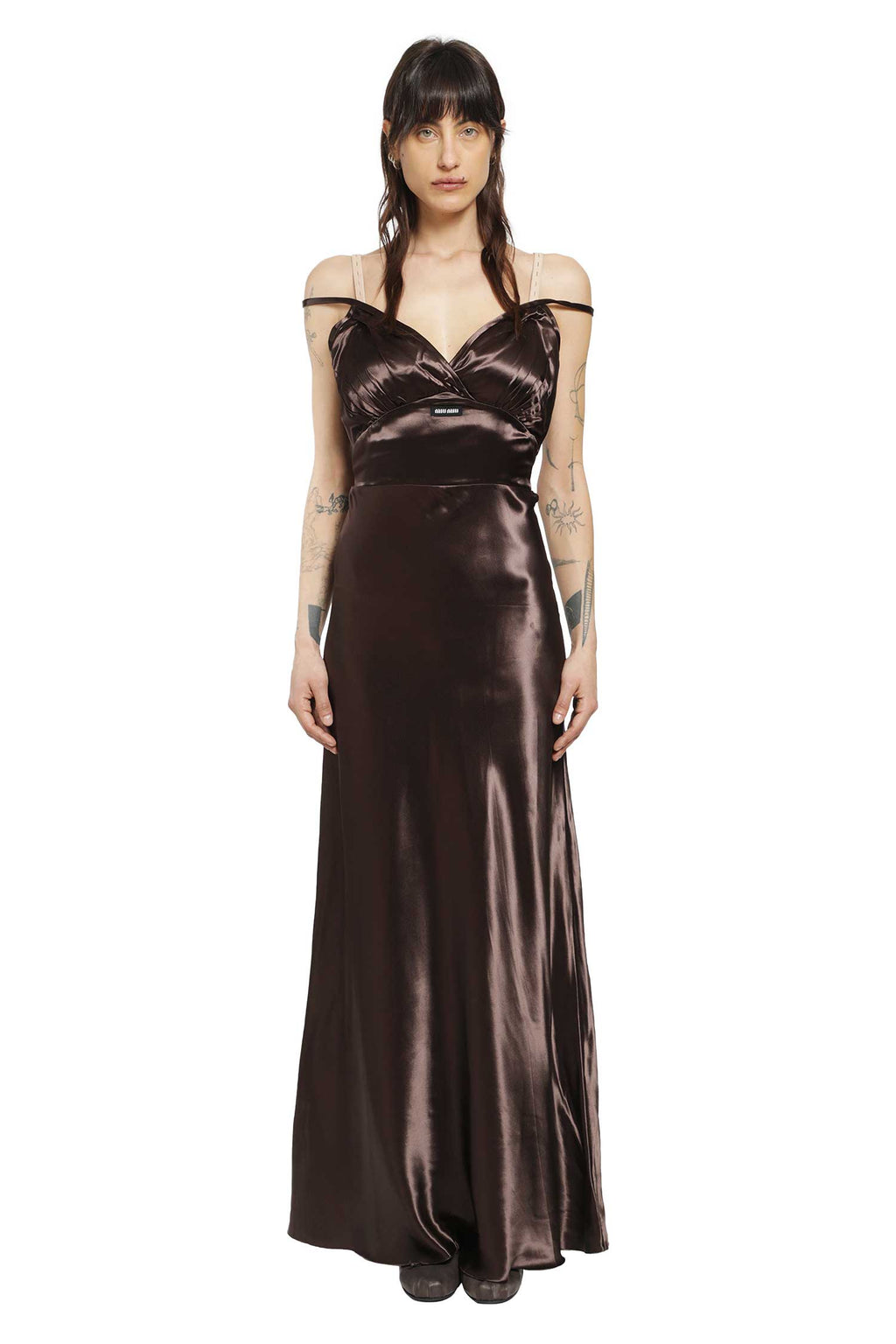 Оригінальна Long Satin Dress Miu miu – вид ззаду