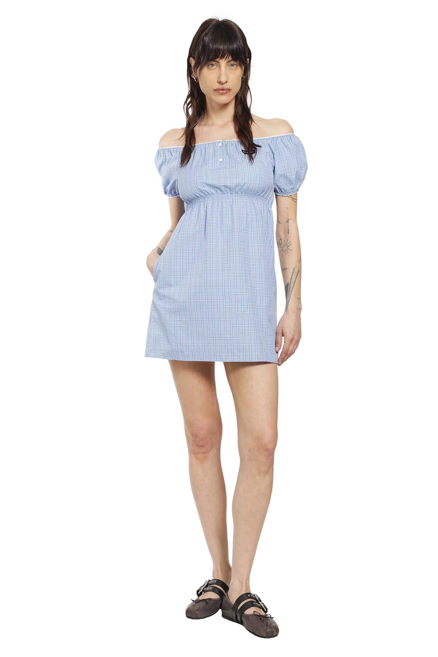 Checked Poplin Mini Dress Miu miu – Гарантія оригінальності – боковий вид