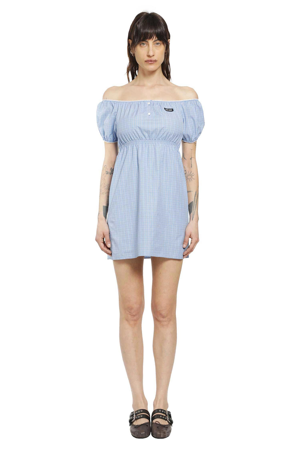 Checked Poplin Mini Dress Miu miu – Гарантія оригінальності – вид ззаду