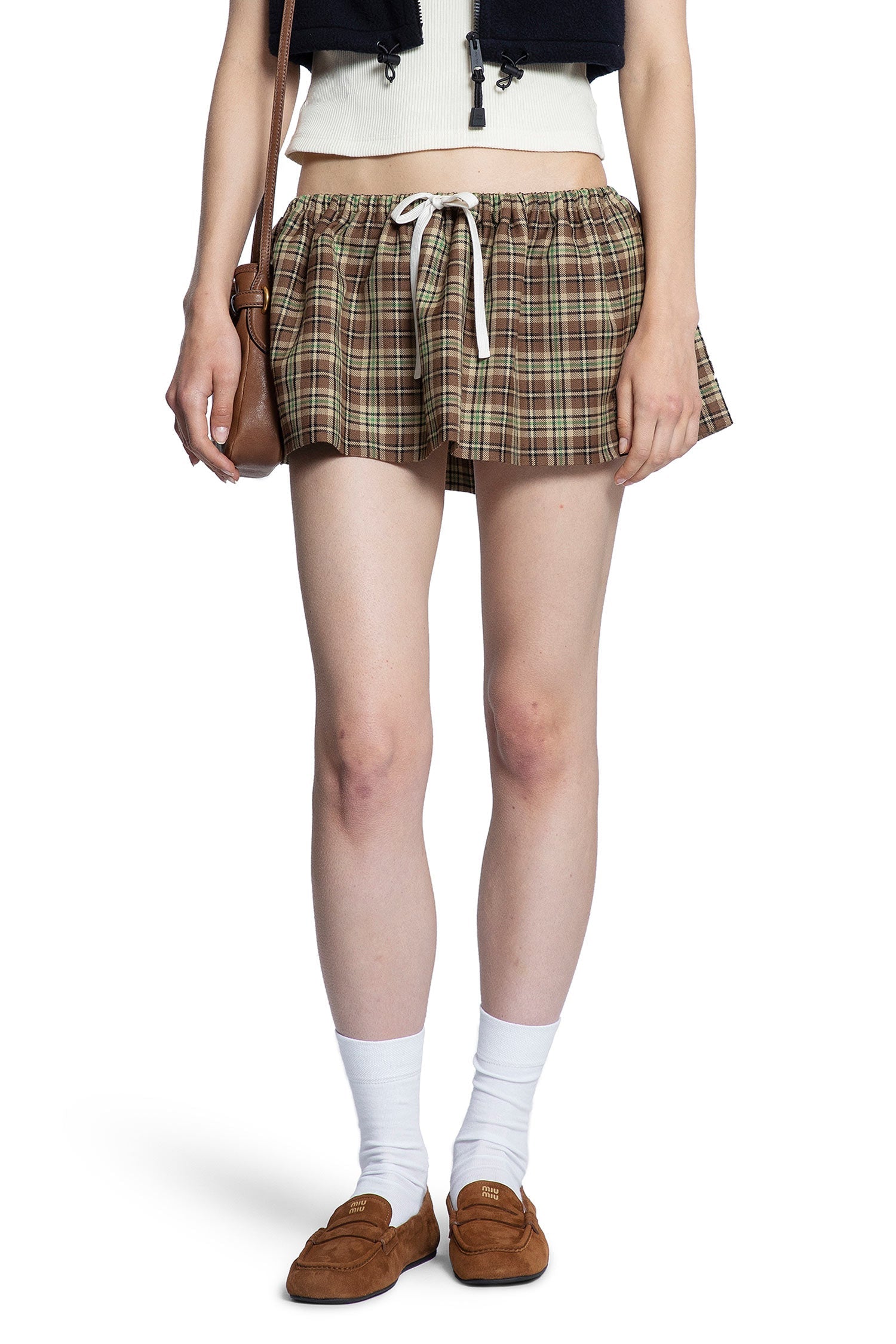 Оригінальна Check Wool Mini Skirt Miu miu – боковий вид