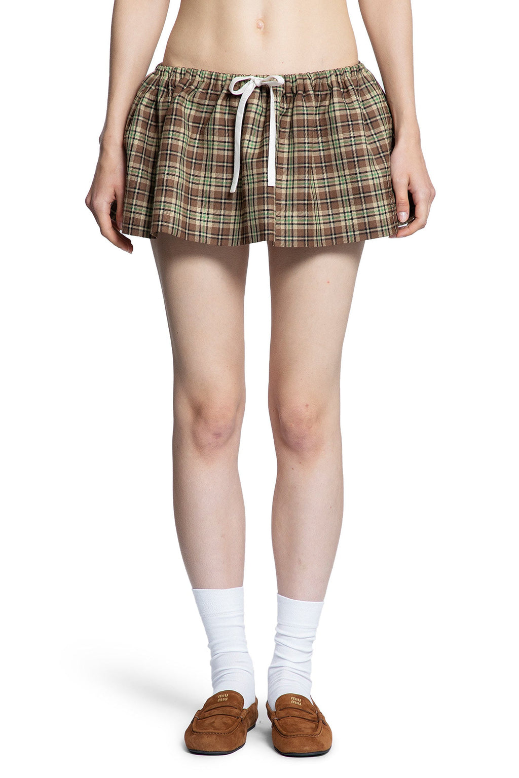 Оригінальна Check Wool Mini Skirt Miu miu – вид ззаду