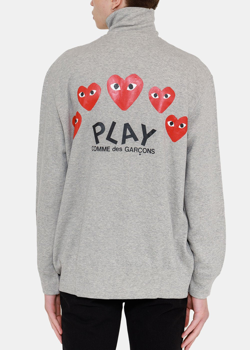 Grey & Red Multi Hearts Track Jacket Comme des garcons – Гарантія оригінальності – вид ззаду