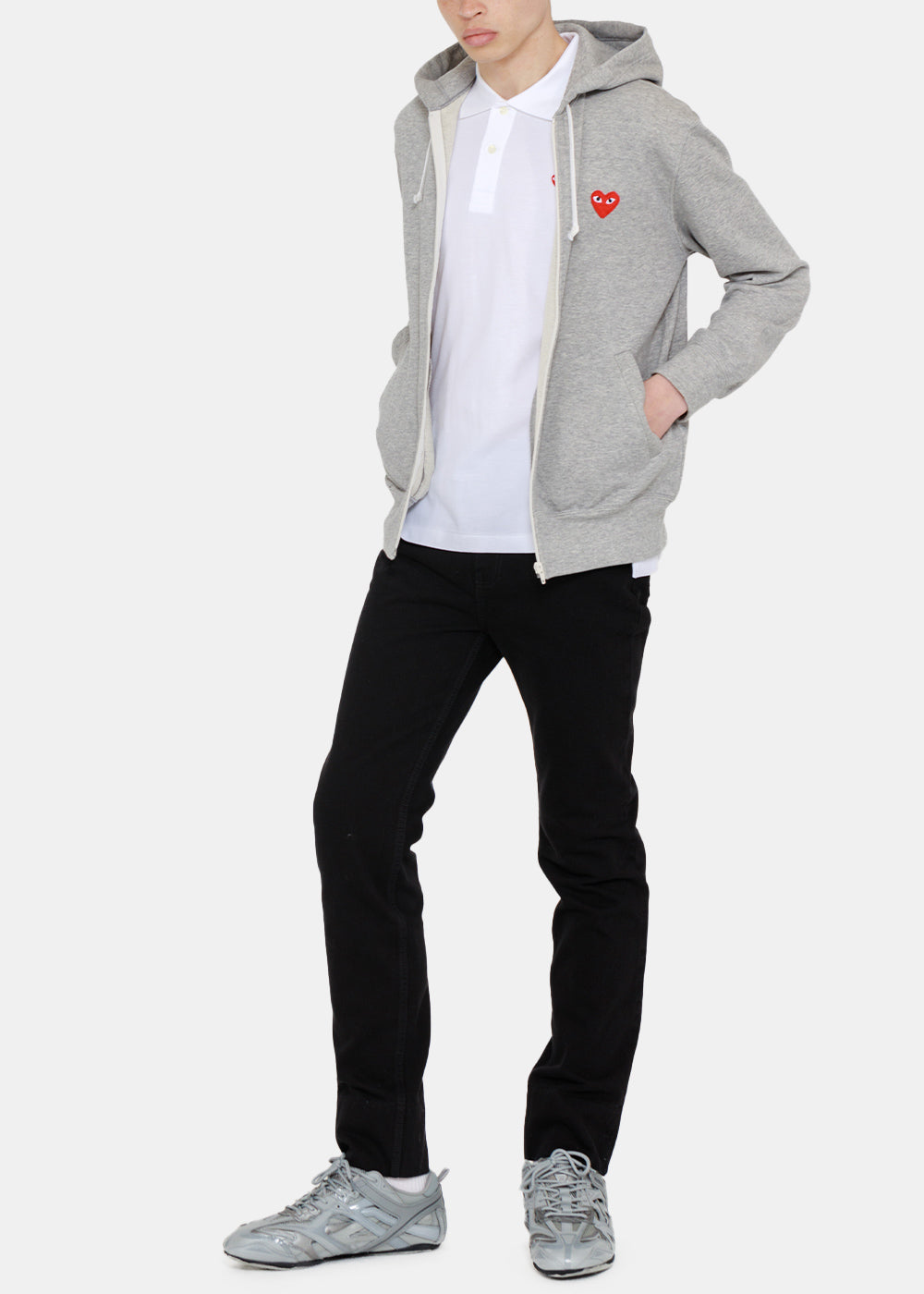 Оригінальна Grey & Red Heart Hoodie Comme des garcons – збільшений вид