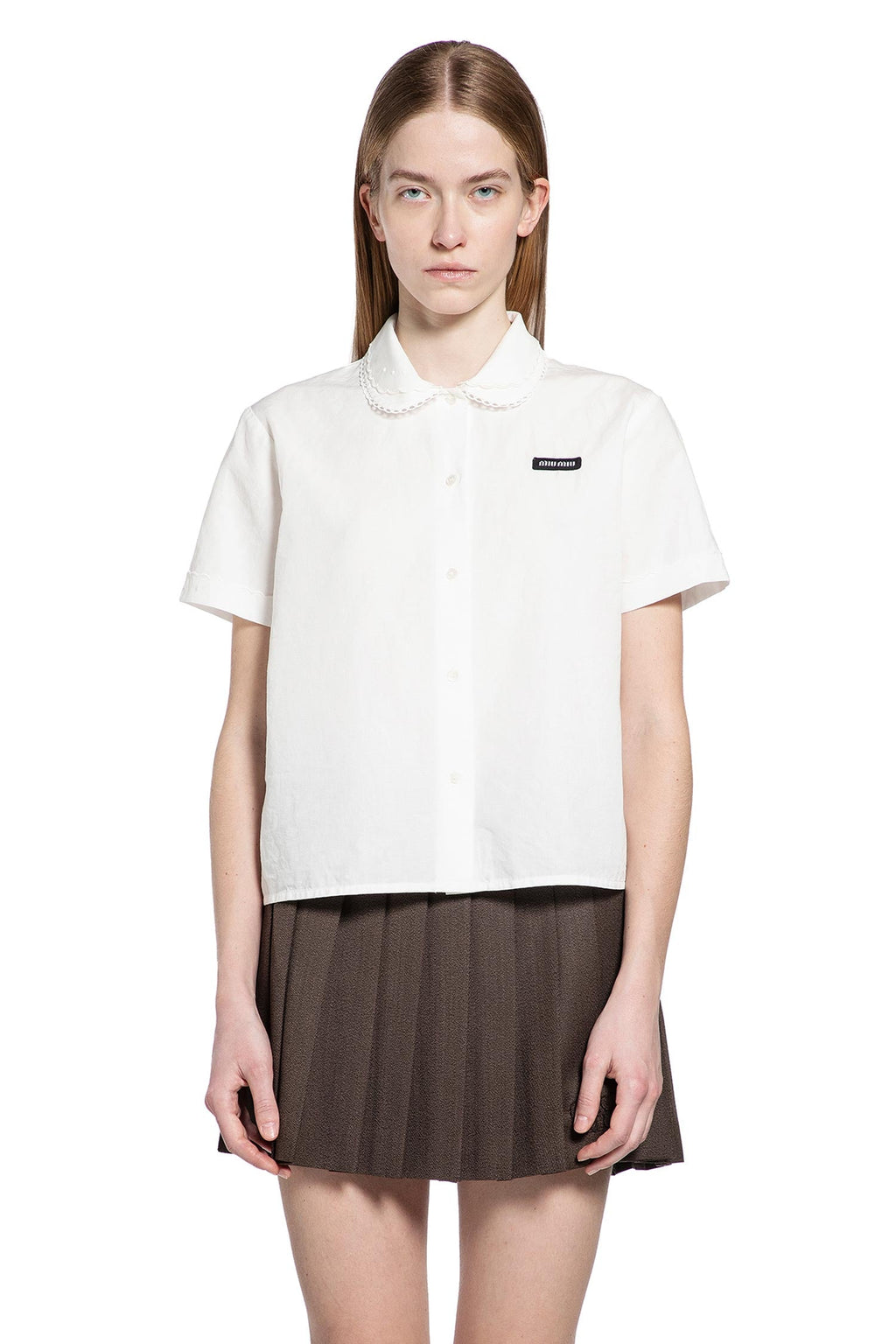 Оригінальна Slubbed Poplin Shirt Miu miu – боковий вид