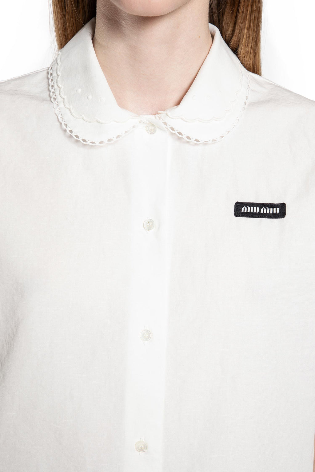 Оригінальна Slubbed Poplin Shirt Miu miu – збільшений вид