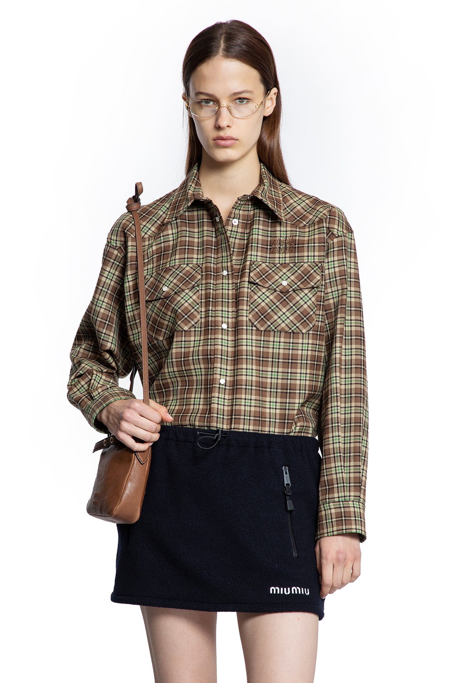 Check Wool Shirt Miu miu – Гарантія оригінальності – боковий вид