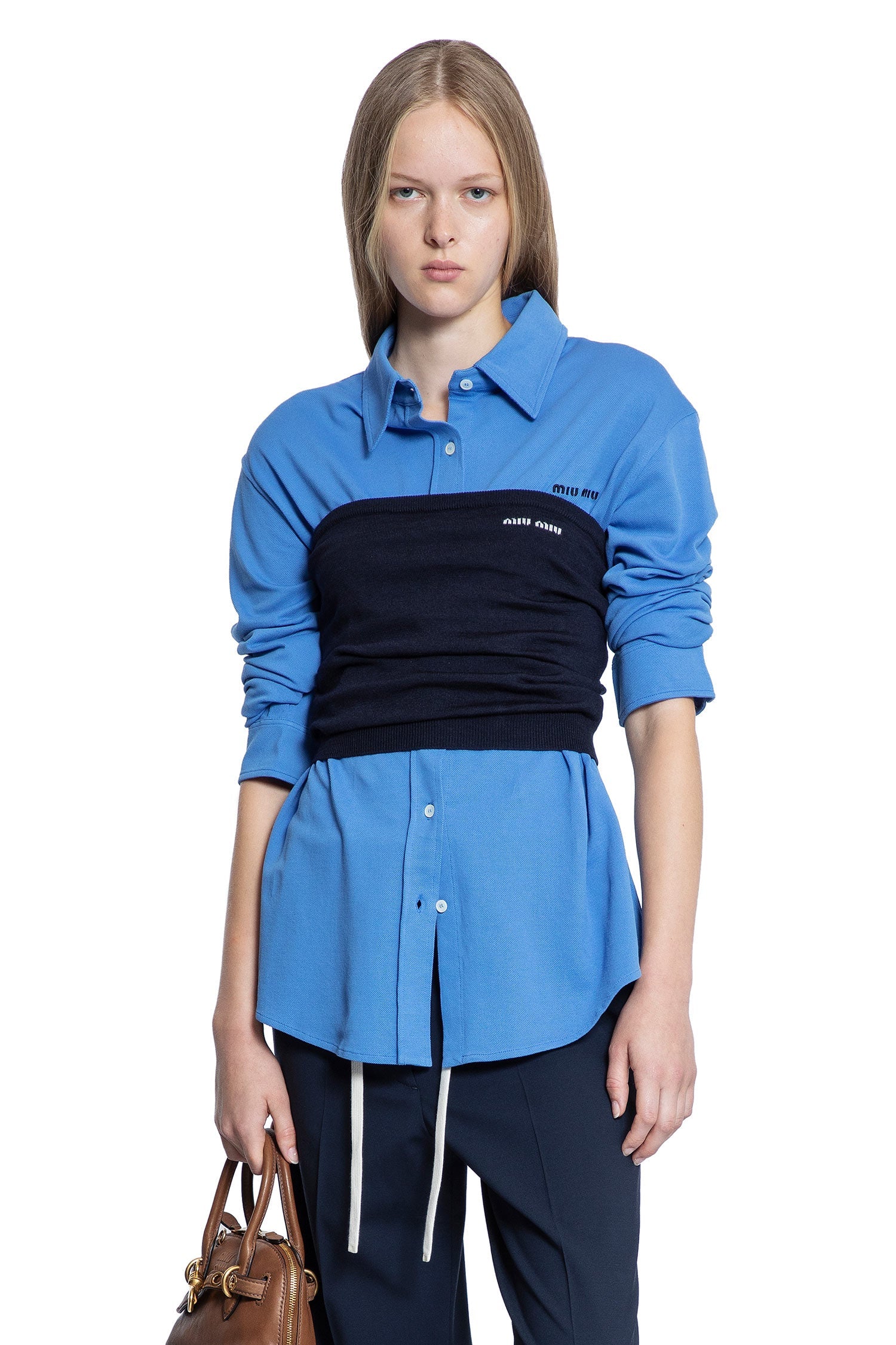 Cotton Piqué Shirt Miu miu оригінал – Купити в Україні – боковий вид