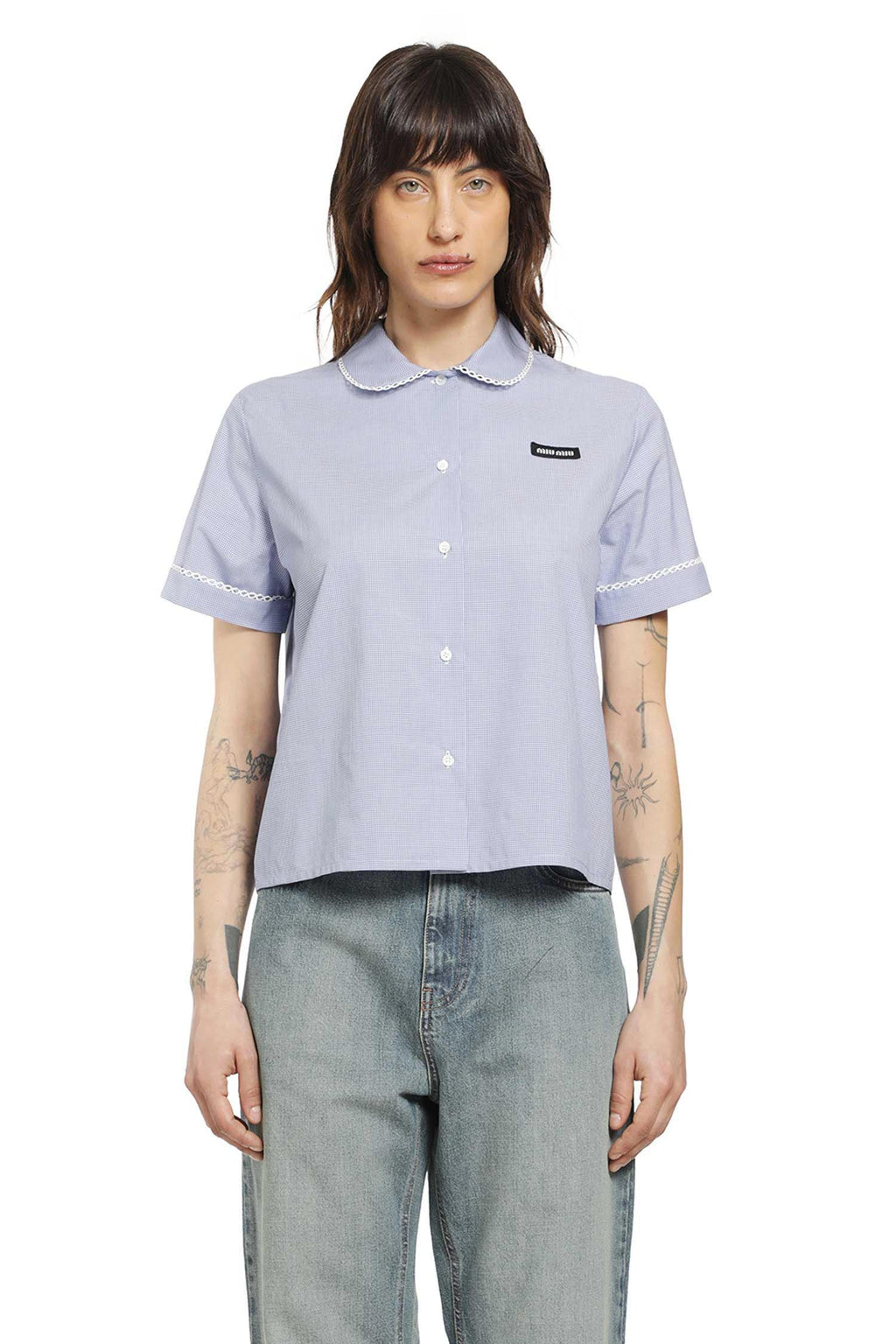 Оригінальна Gingham Shirt Miu miu – вид ззаду