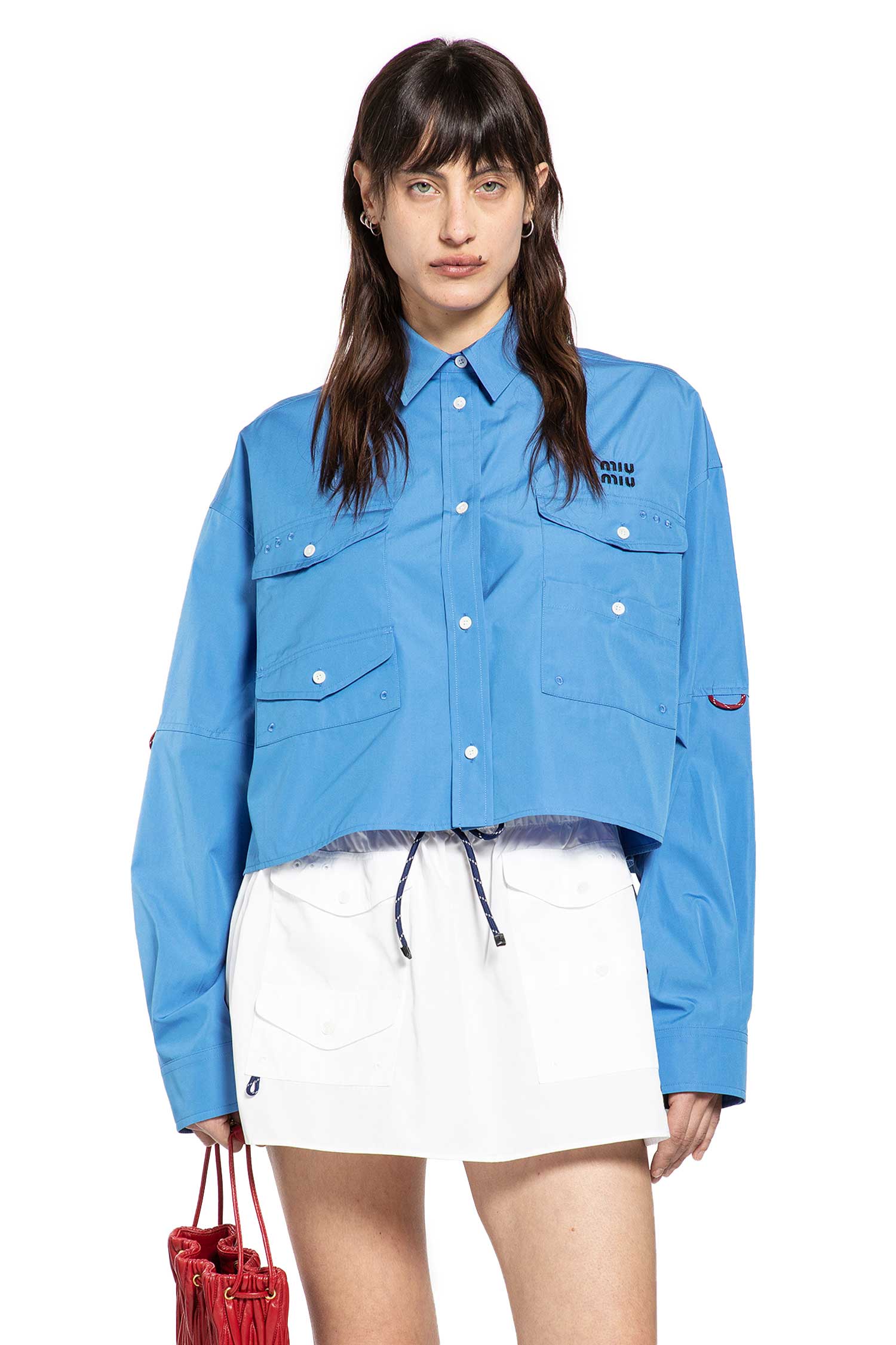 Cropped Poplin Shirt Miu miu – Гарантія оригінальності – боковий вид