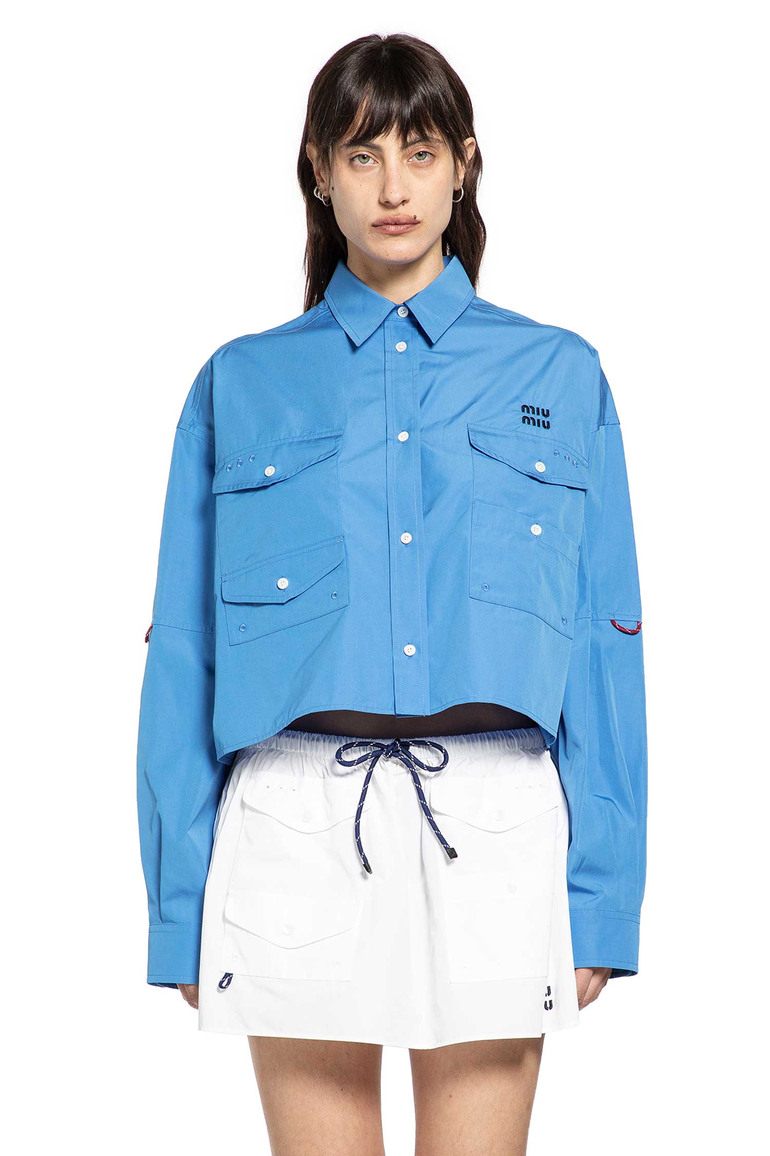 Cropped Poplin Shirt Miu miu – Гарантія оригінальності – вид ззаду