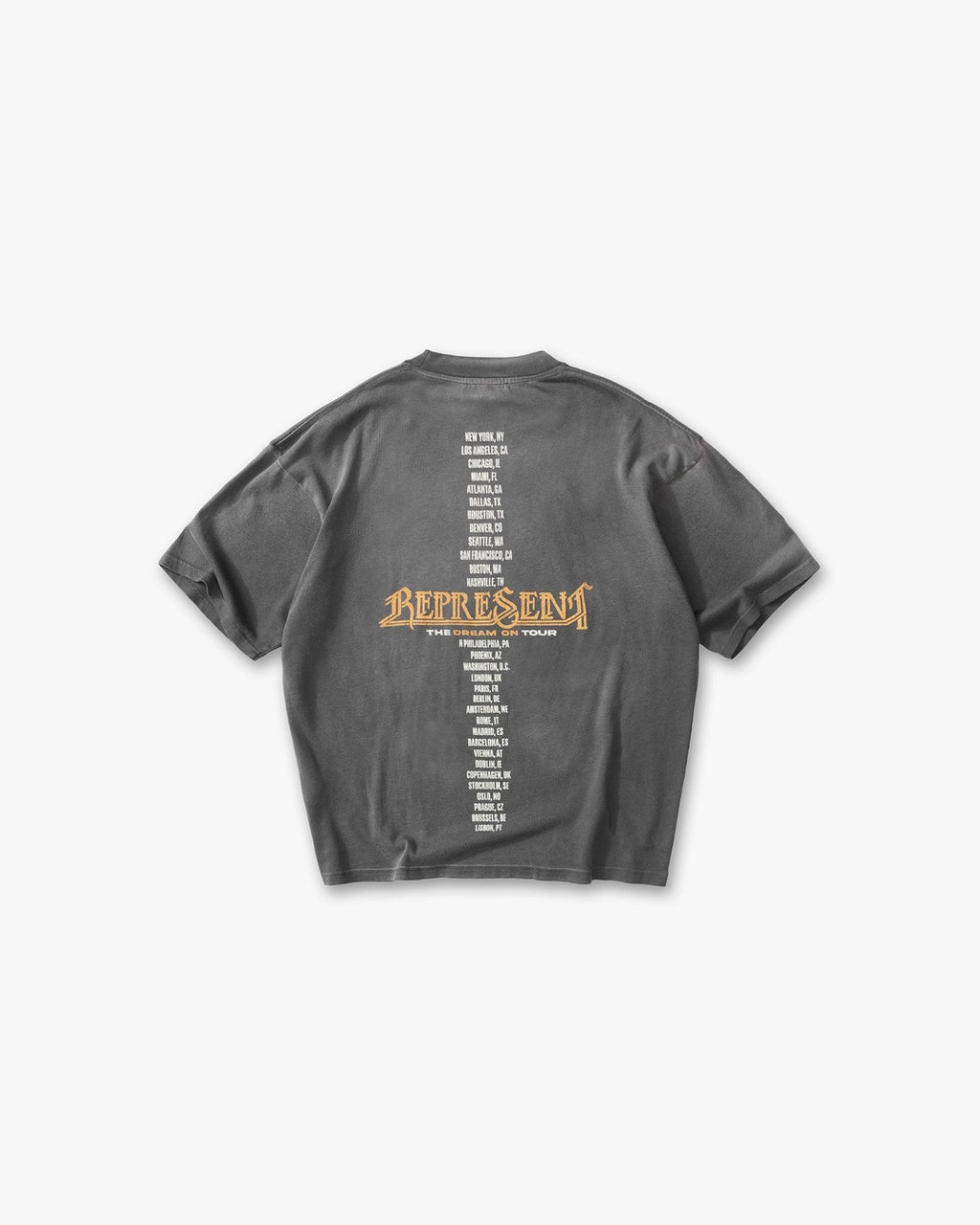 Golden Tour Sun Fade Grey T-Shirt Represent оригінал – Купити в Україні – вид ззаду