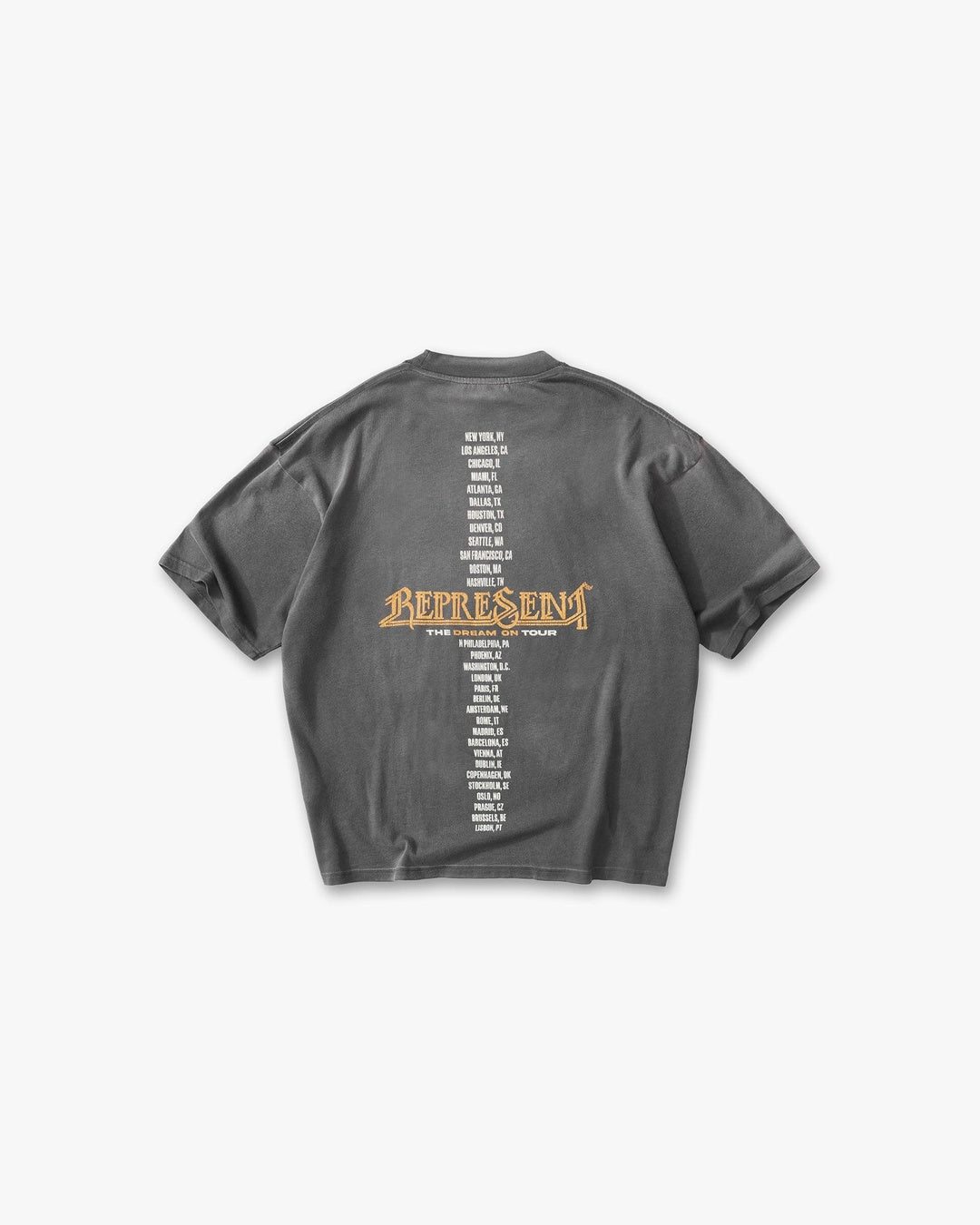 Golden Tour Sun Fade Grey T-Shirt Represent оригінал – Купити в Україні – вид ззаду