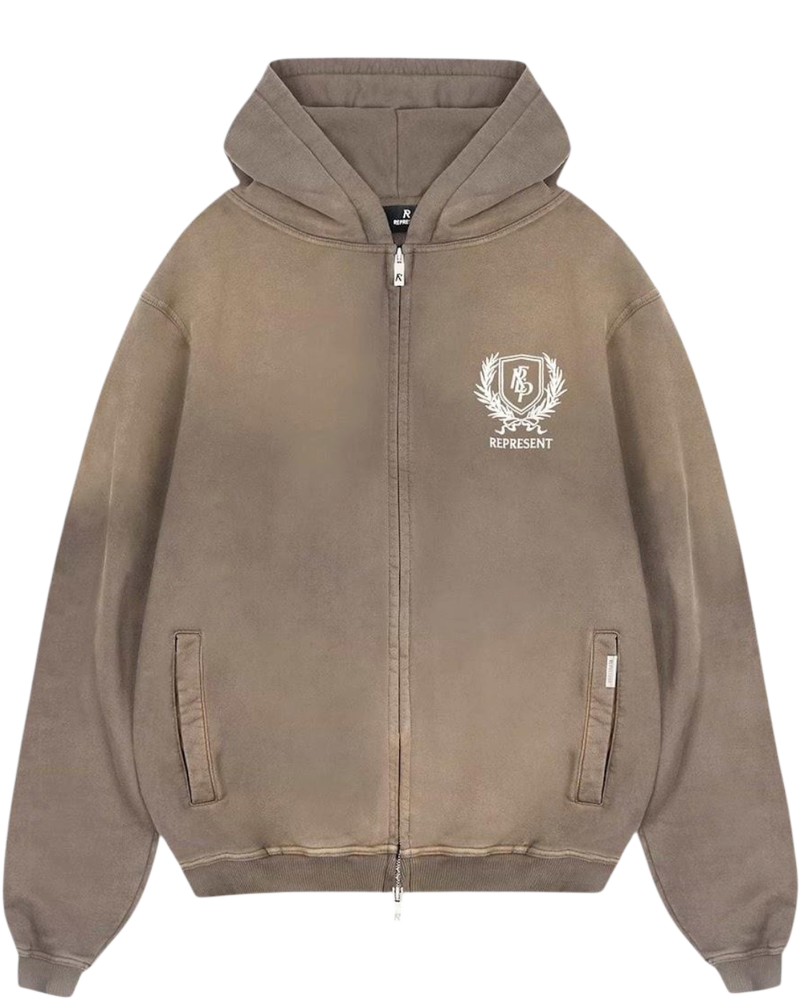 Crest Dark Taupe Zip Up Hoodie Represent оригінал – Купити в Україні