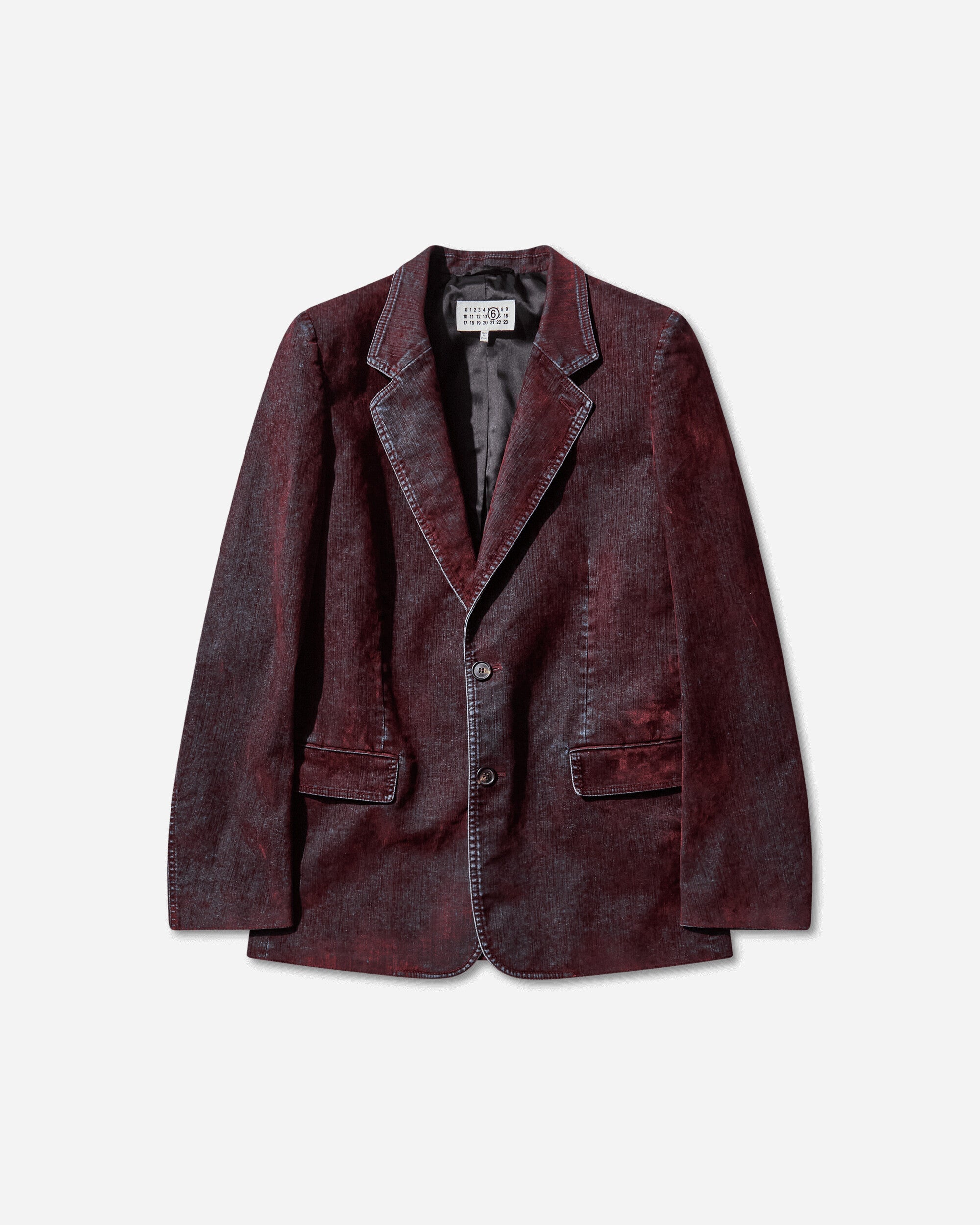 Mens Flocked Denim Suit Jacket Bordeaux Maison margiela оригінал – Купити в Україні – боковий вид