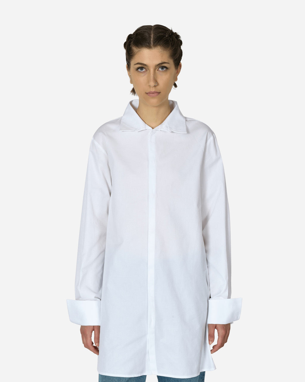 Wide Sleeved Stripy Poplin Shirt Off White Maison margiela – Гарантія оригінальності – боковий вид