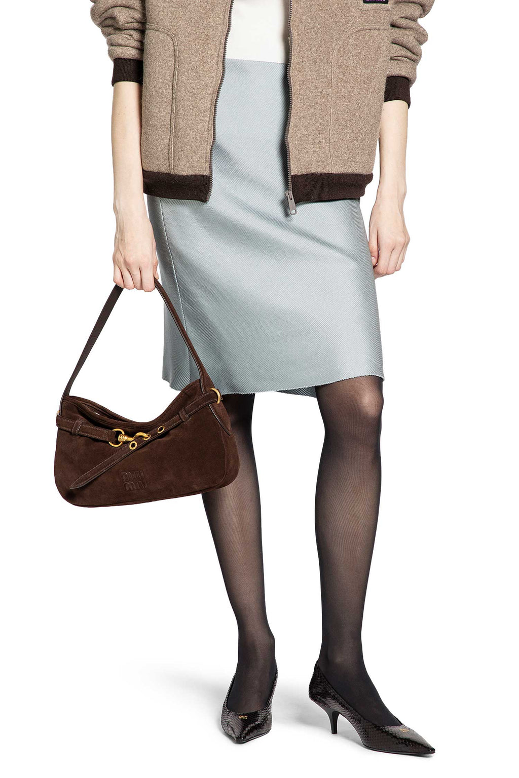 Silk Knit MIDI Skirt Miu miu оригінал – Купити в Україні – боковий вид