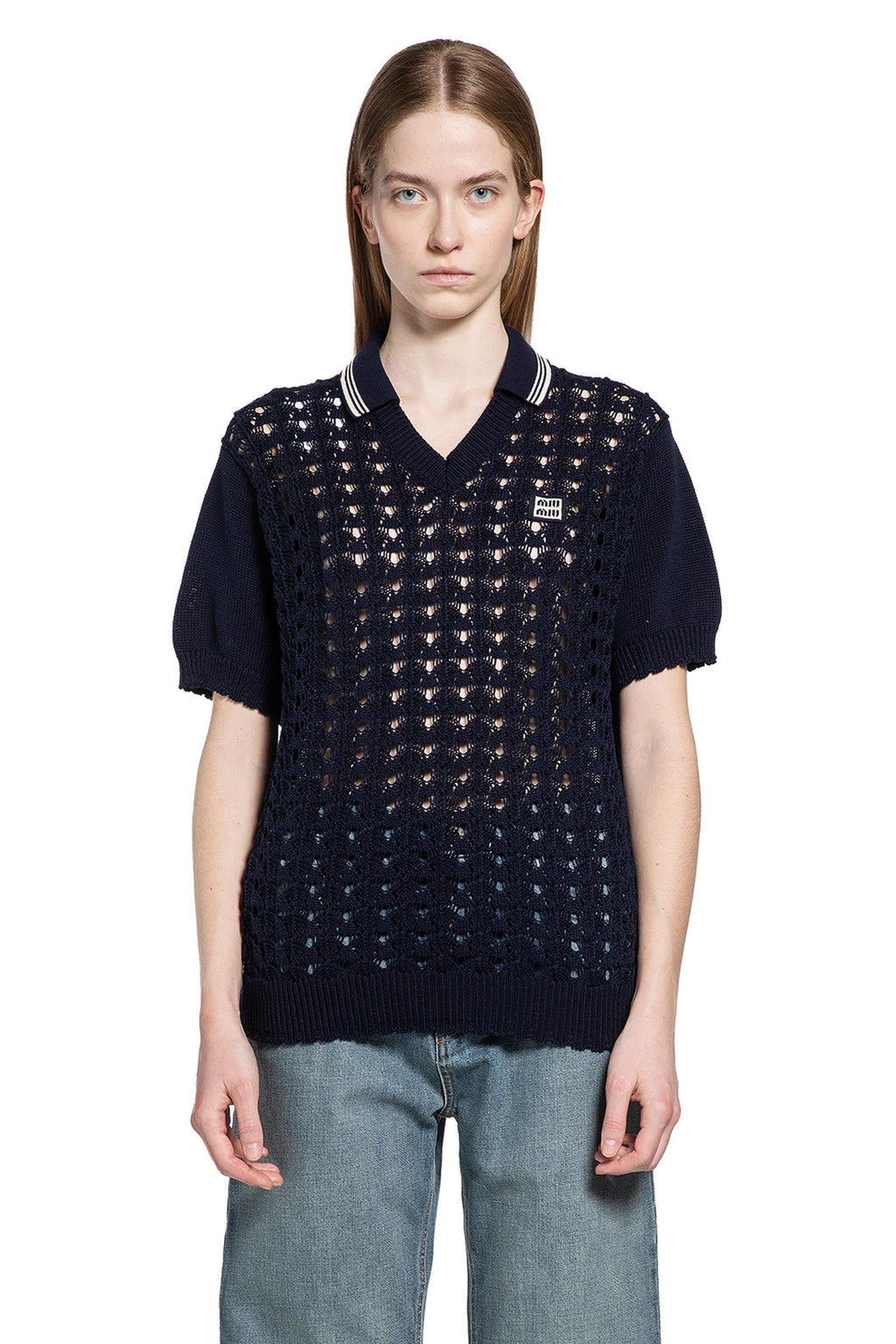Оригінальна Knit Polo Shirt Miu miu – вид ззаду