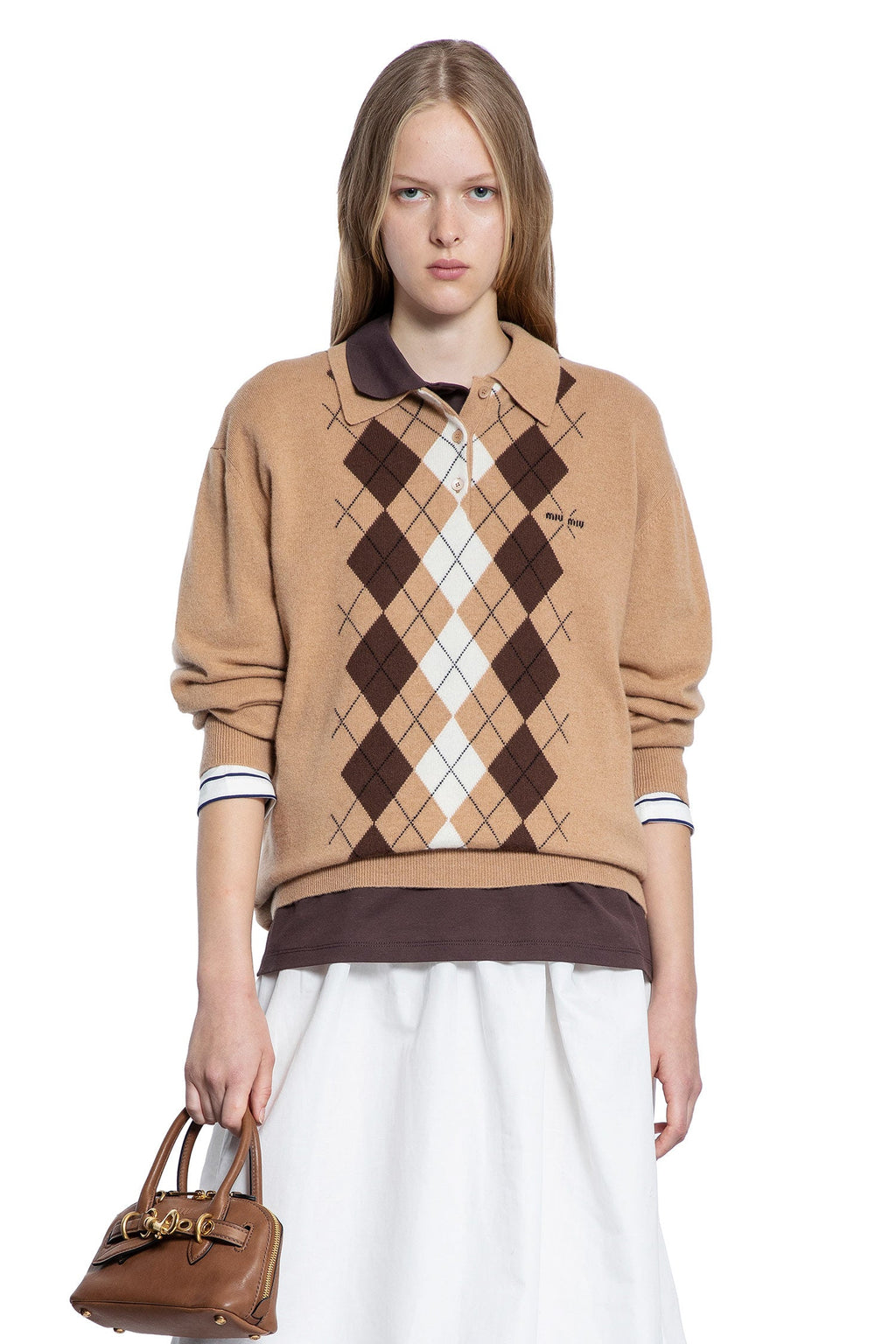 Оригінальна Argyle Cashmere Polo Sweater Miu miu – боковий вид