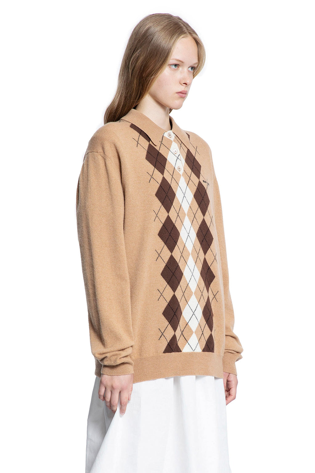 Оригінальна Argyle Cashmere Polo Sweater Miu miu – детальний вид