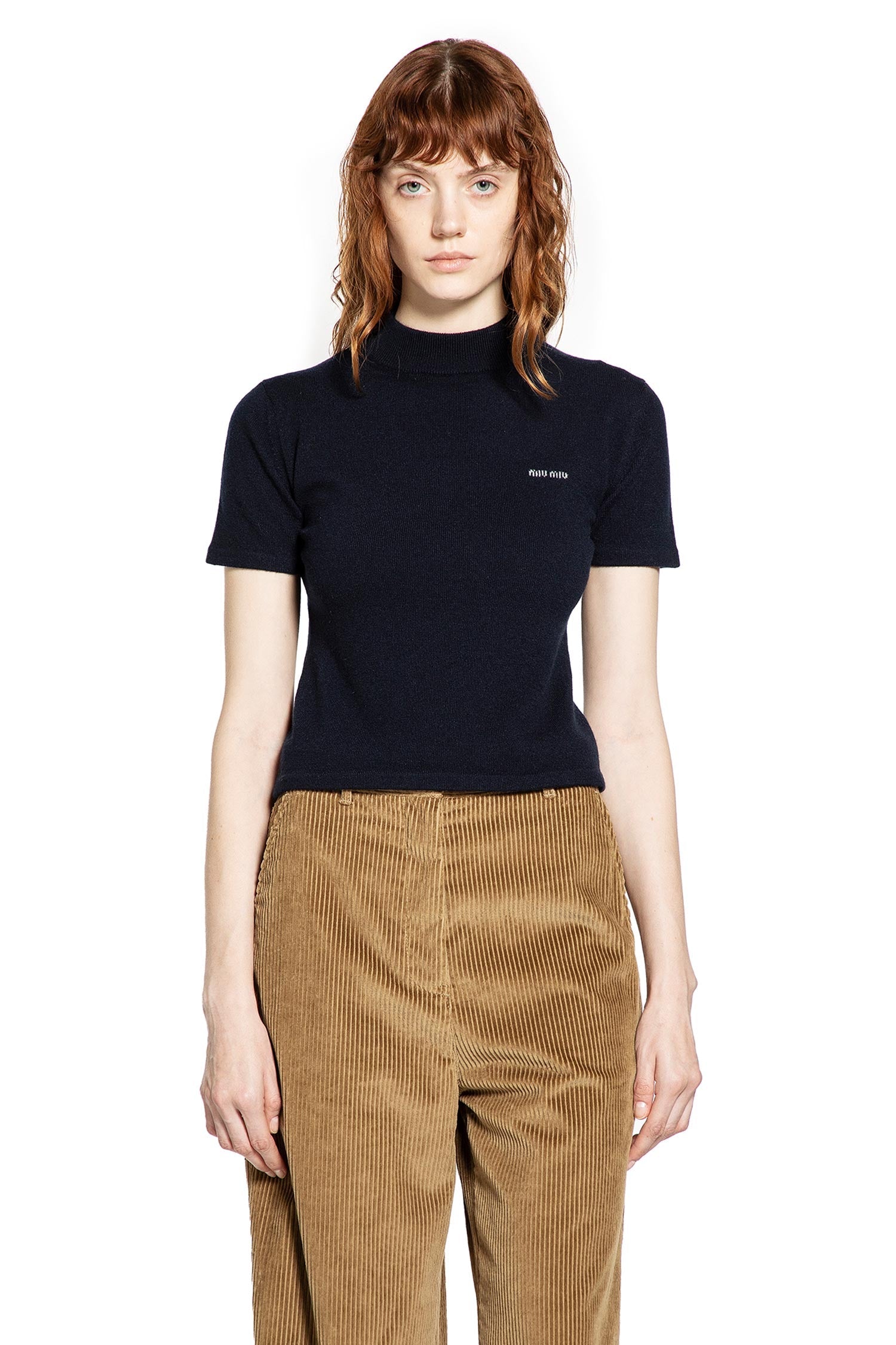 Оригінальна Cashmere Short Sleeve Sweater Miu miu – вид ззаду