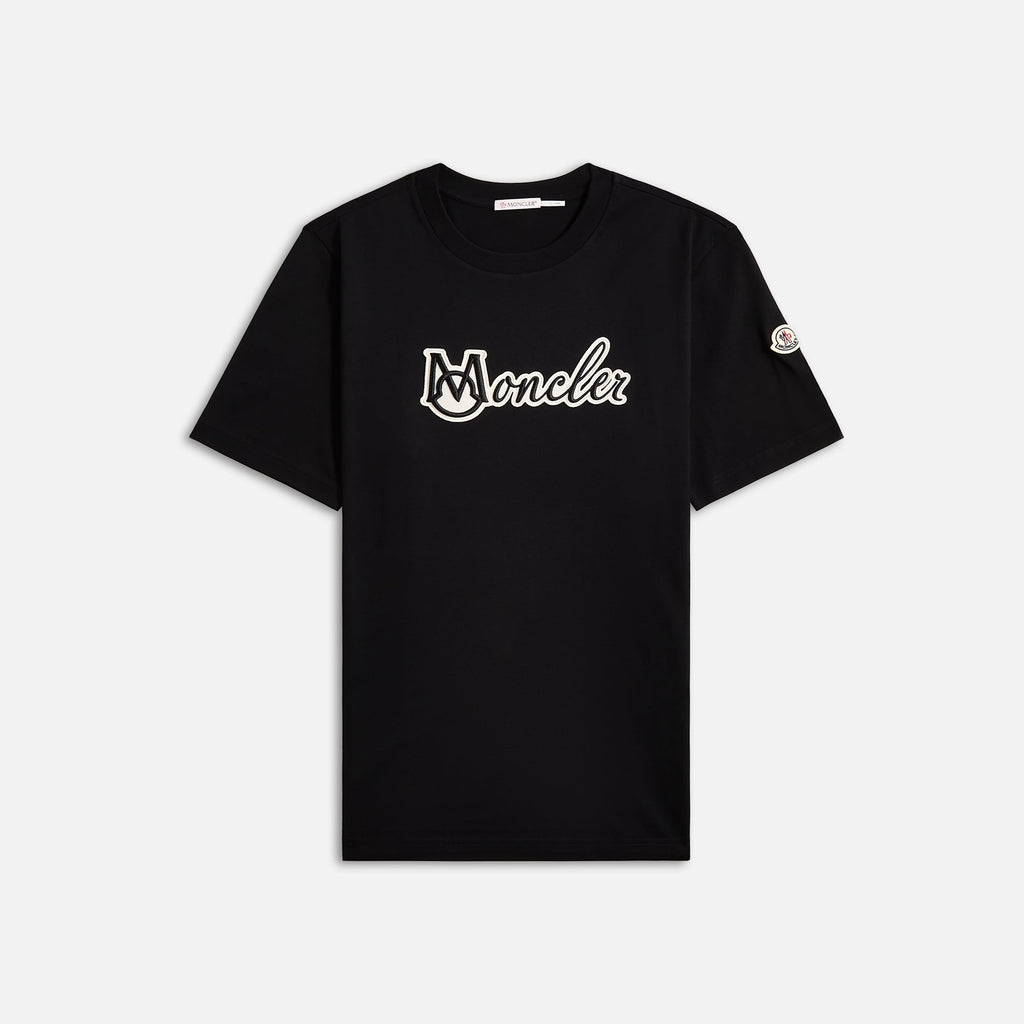 Embroidered Varsity Logo Cotton Jersey Tee Black Moncler – Гарантія оригінальності – боковий вид