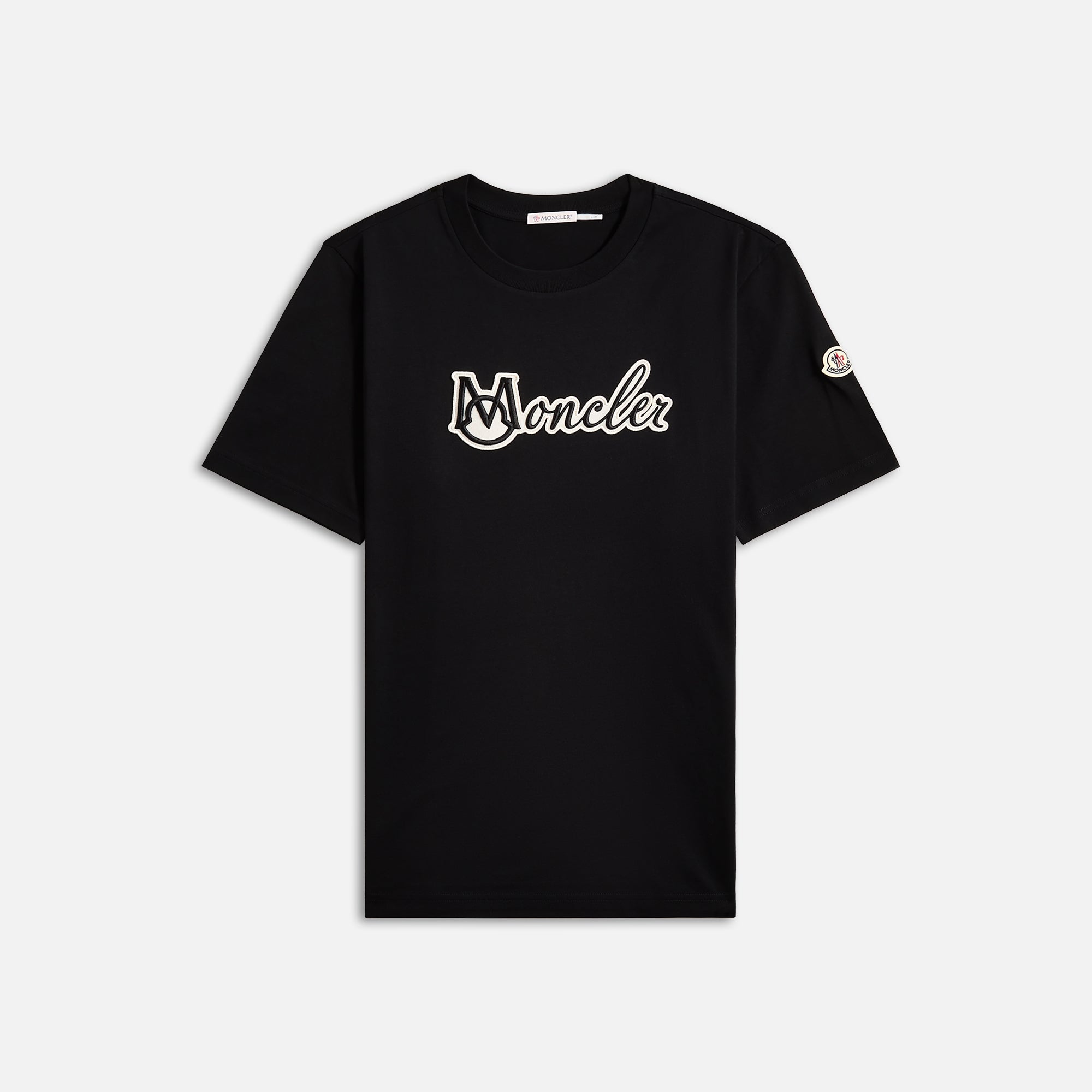 Embroidered Varsity Logo Cotton Jersey Tee Black Moncler – Гарантія оригінальності – боковий вид