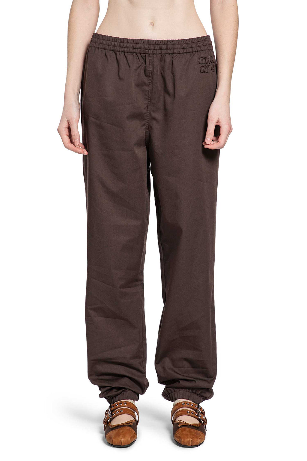 Оригінальна Cotton Twill Trousers Miu miu – вид ззаду