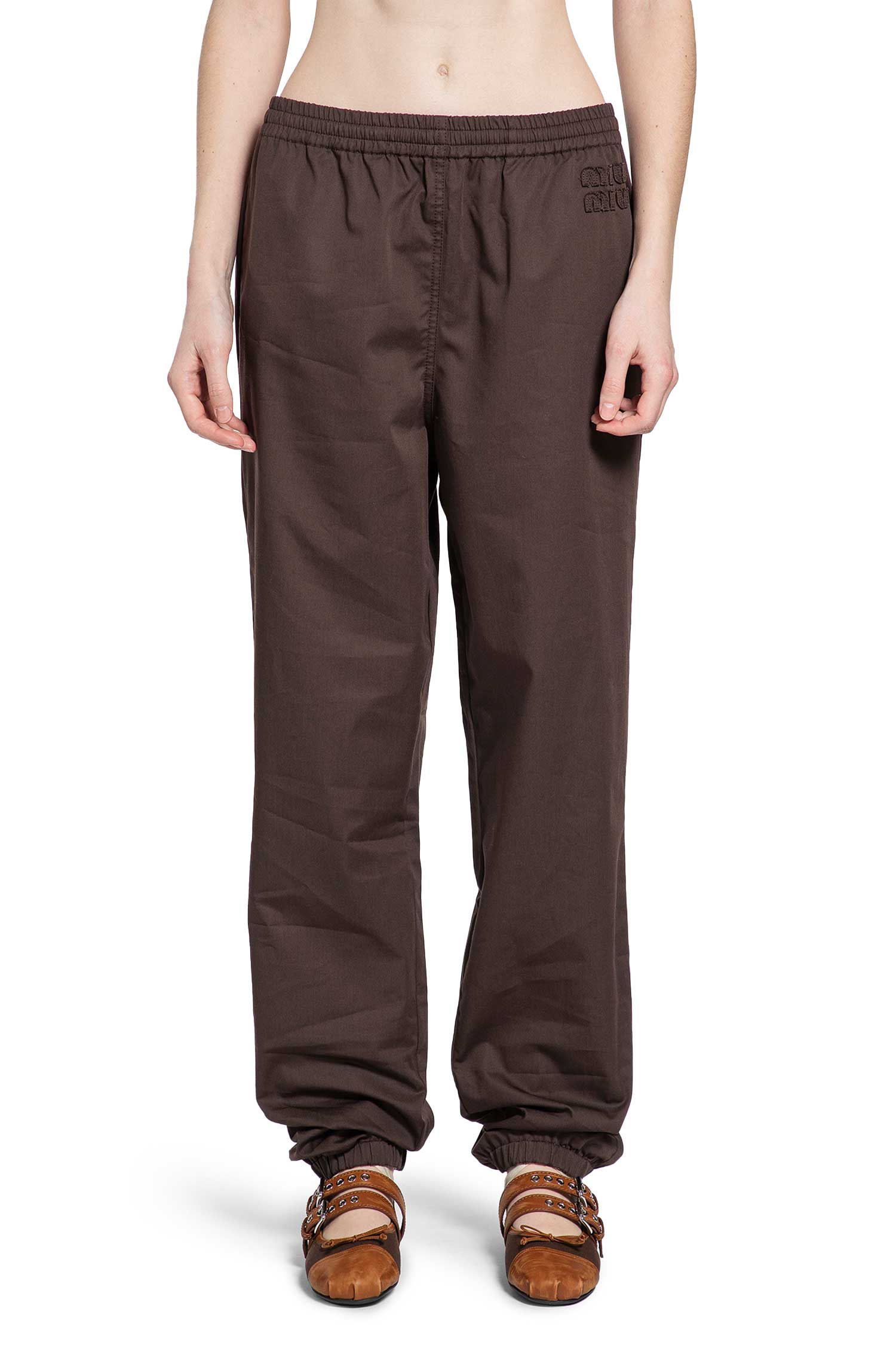 Оригінальна Cotton Twill Trousers Miu miu – вид ззаду