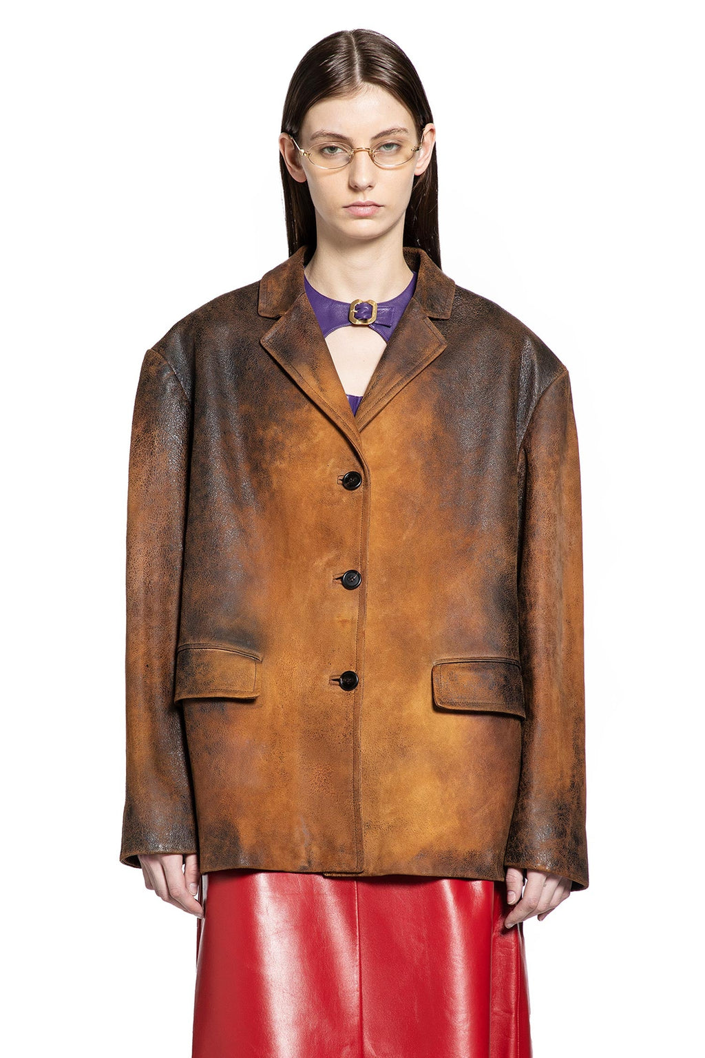 Waxed Suede Blazer Miu miu – Гарантія оригінальності – вид ззаду