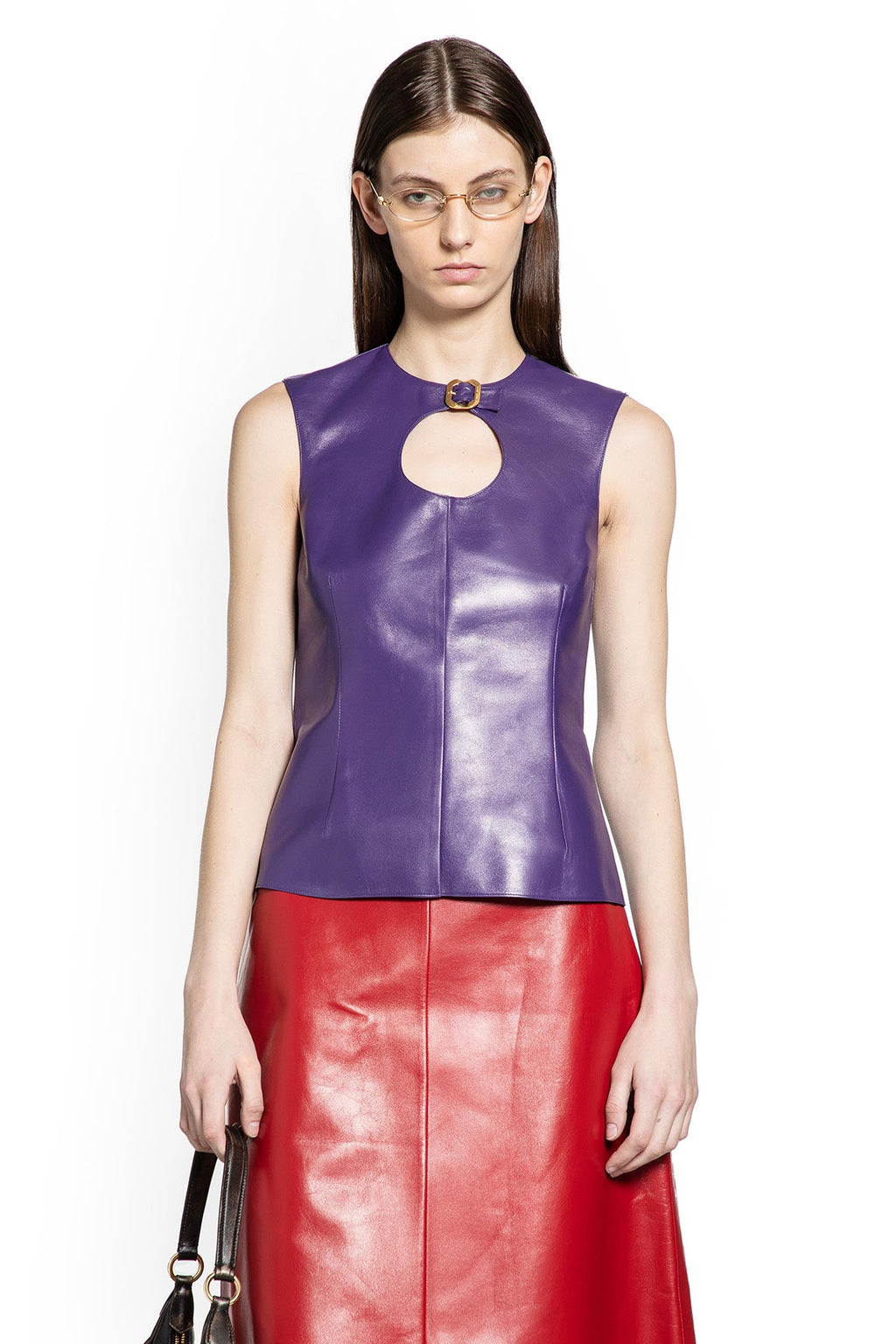 Оригінальна Nappa Leather Top With Buckle Miu miu – боковий вид
