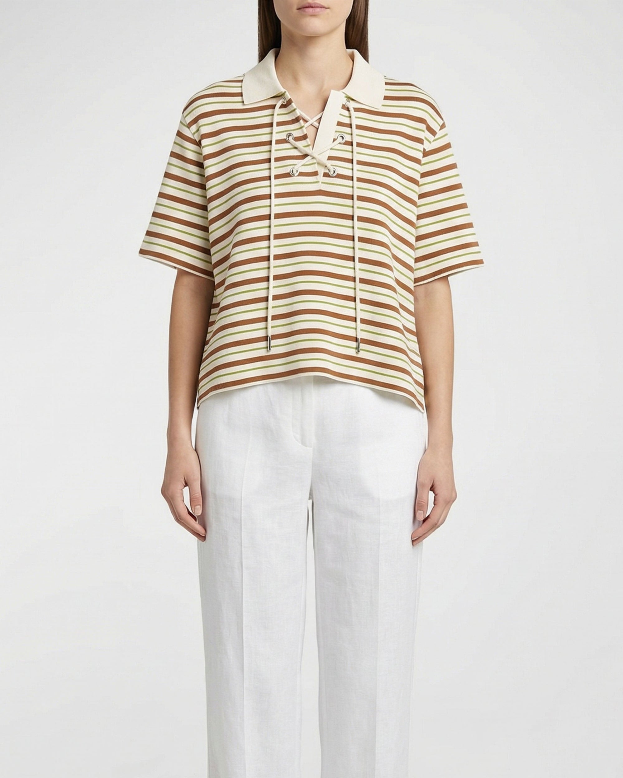 Оригінальна Striped Cotton Polo Shirt Moncler – вид ззаду