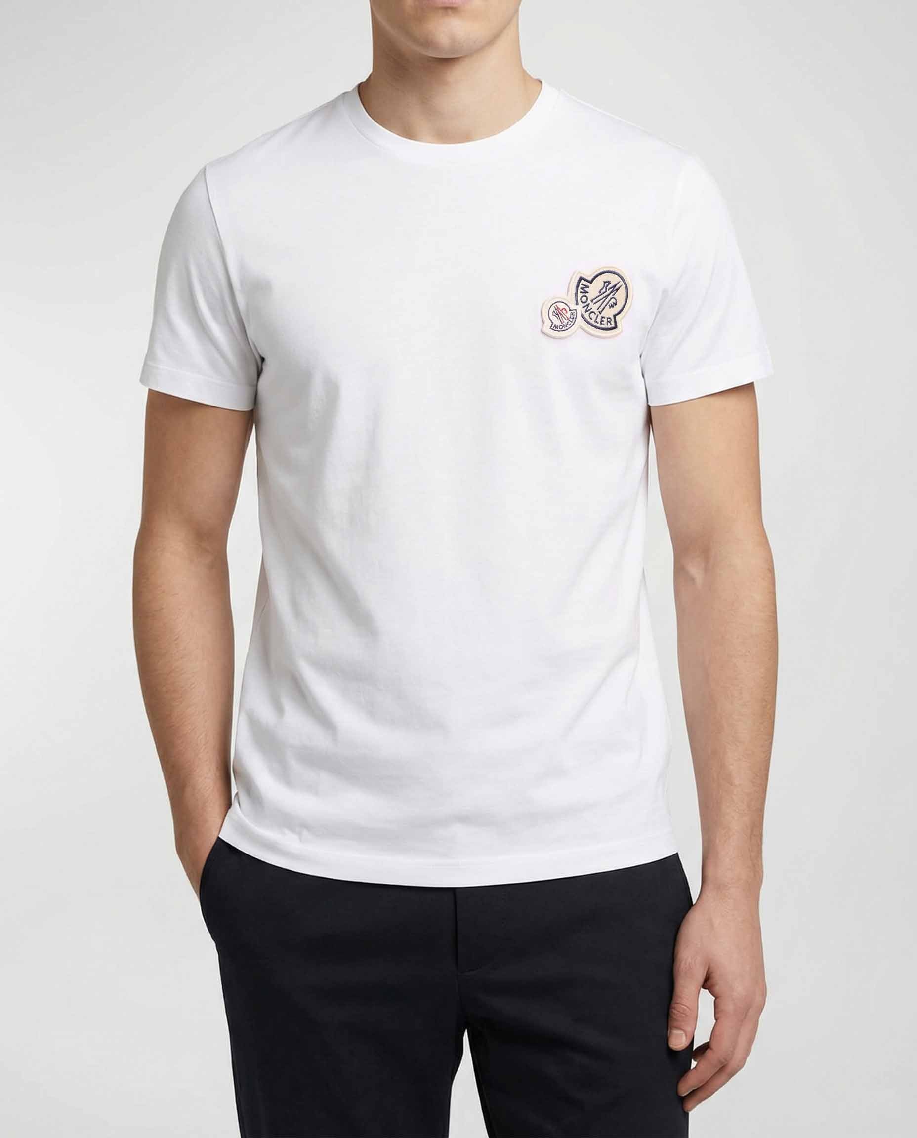 Оригінальна Double Logo Patch Cotton T Shirt Moncler – вид ззаду