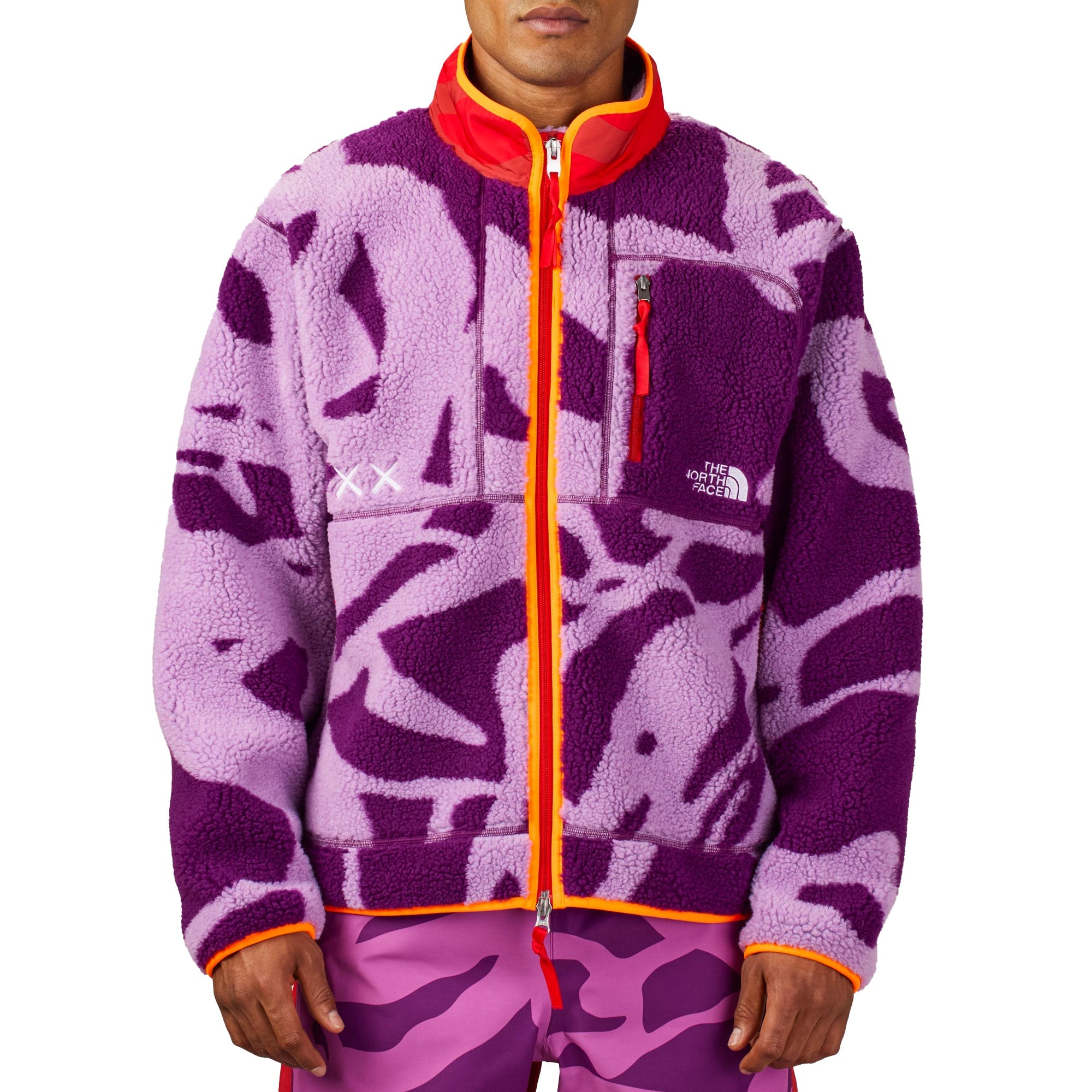 Оригінальна XX Kaws Freeride Fleece Jacket Purple Dragline Print The north face – вид ззаду