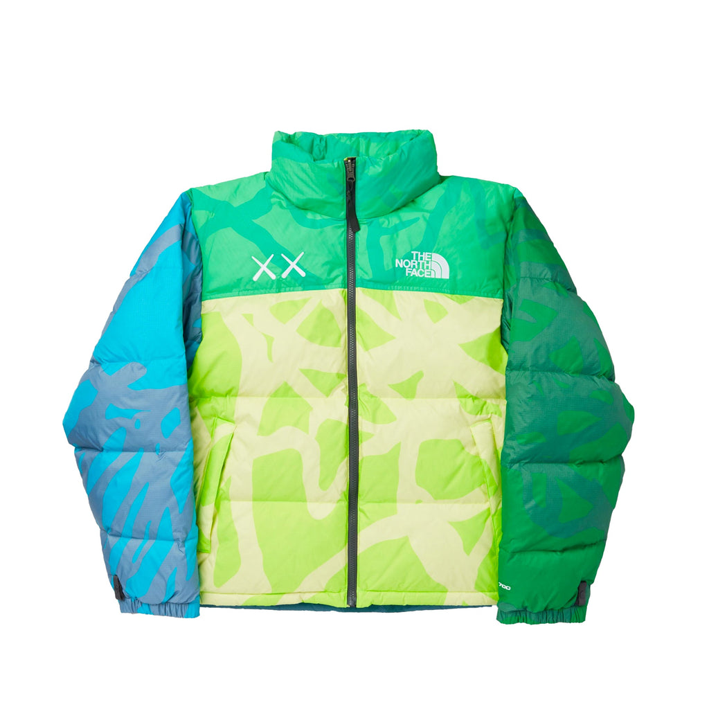 XX Kaws Mens Retro 1996 Nuptse Jacket Green Nuptse Print The north face – Гарантія оригінальності – боковий вид