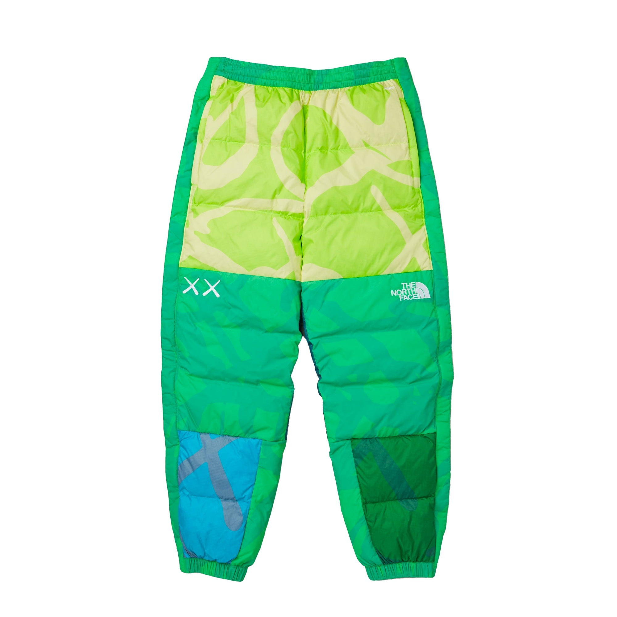 Mens XX Kaws Retro 1996 Nuptse Pants Safety Green Nuptse Print The north face оригінал – Купити в Україні – боковий вид