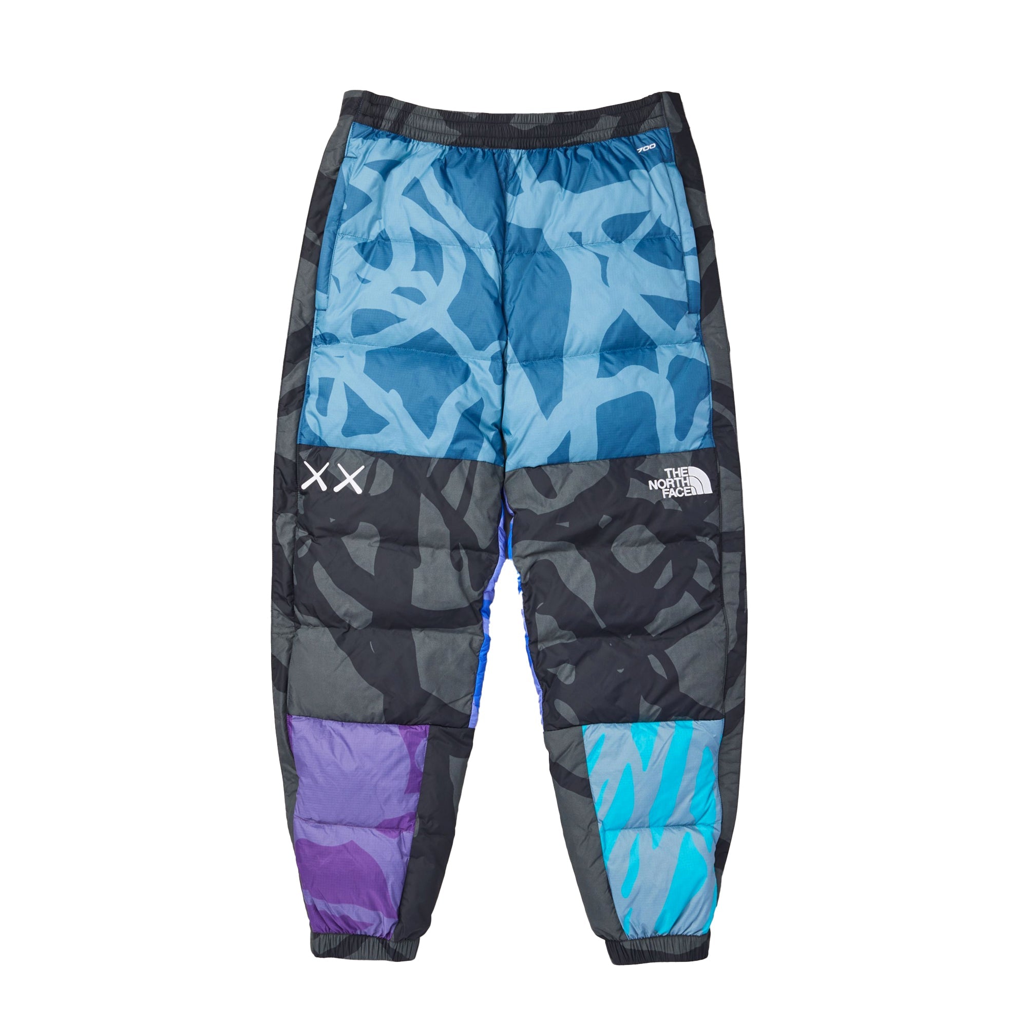 Mens XX Kaws Retro 1997 Nuptse Pants Blue Nuptse Print The north face оригінал – Купити в Україні – боковий вид