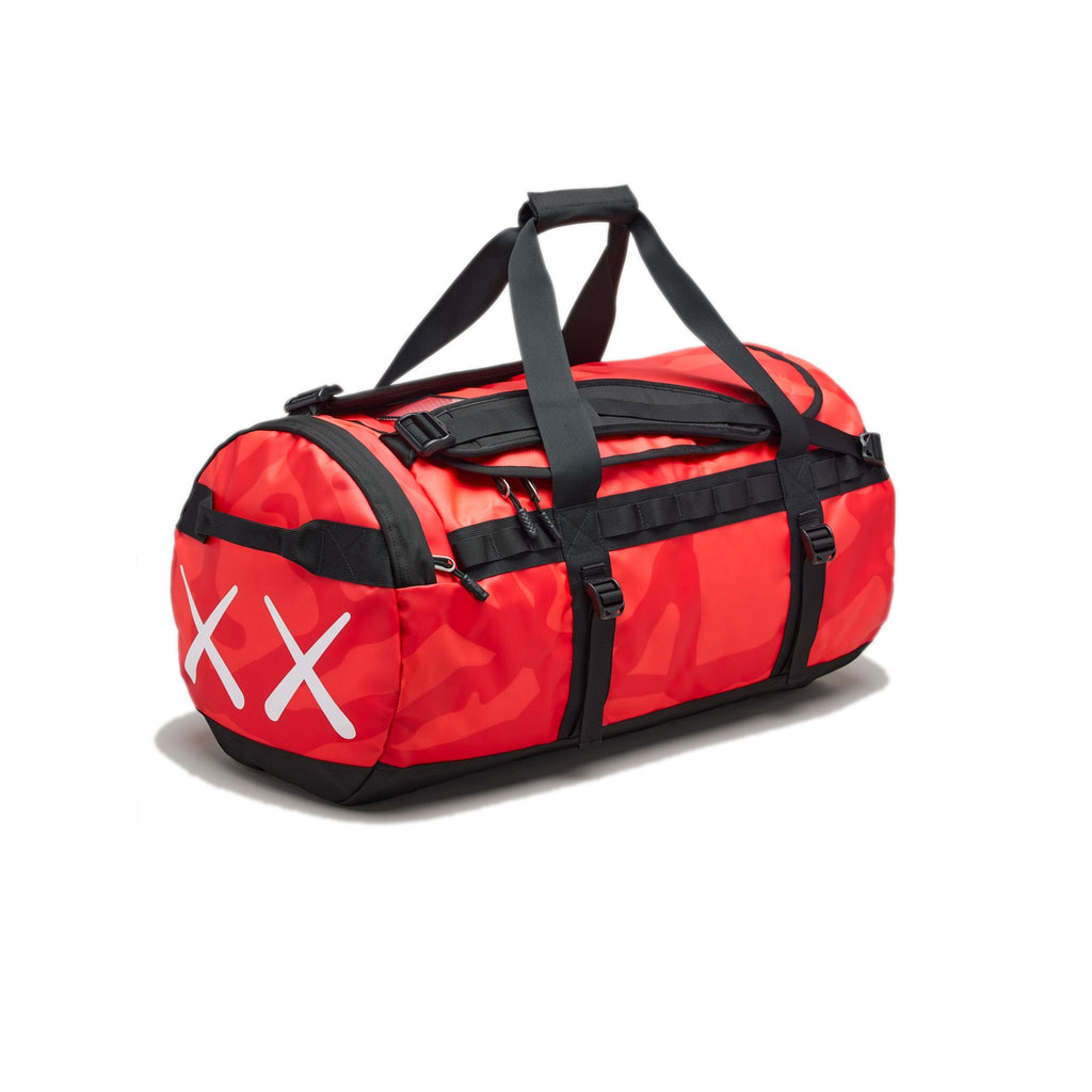 Оригінальна XX Kaws Basecamp Duffel Bag Brilliant Coral 86 Print The north face – боковий вид
