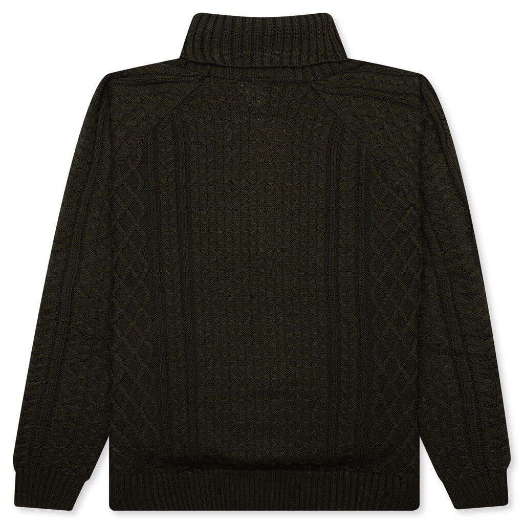 Life Cable Knit Turtleneck Sweater Cargo Khaki Nike – Гарантія оригінальності – вид ззаду - NIKE