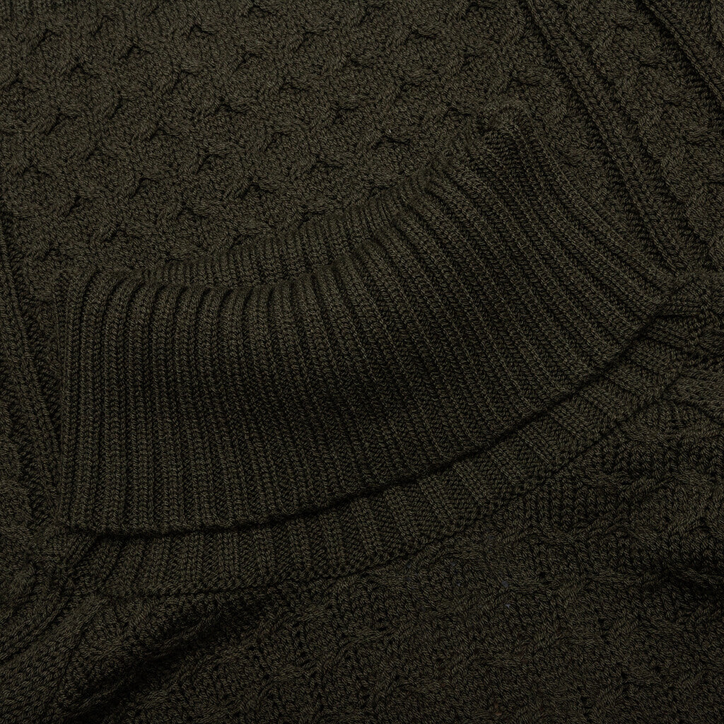 Life Cable Knit Turtleneck Sweater Cargo Khaki Nike – Гарантія оригінальності – детальний вид - NIKE