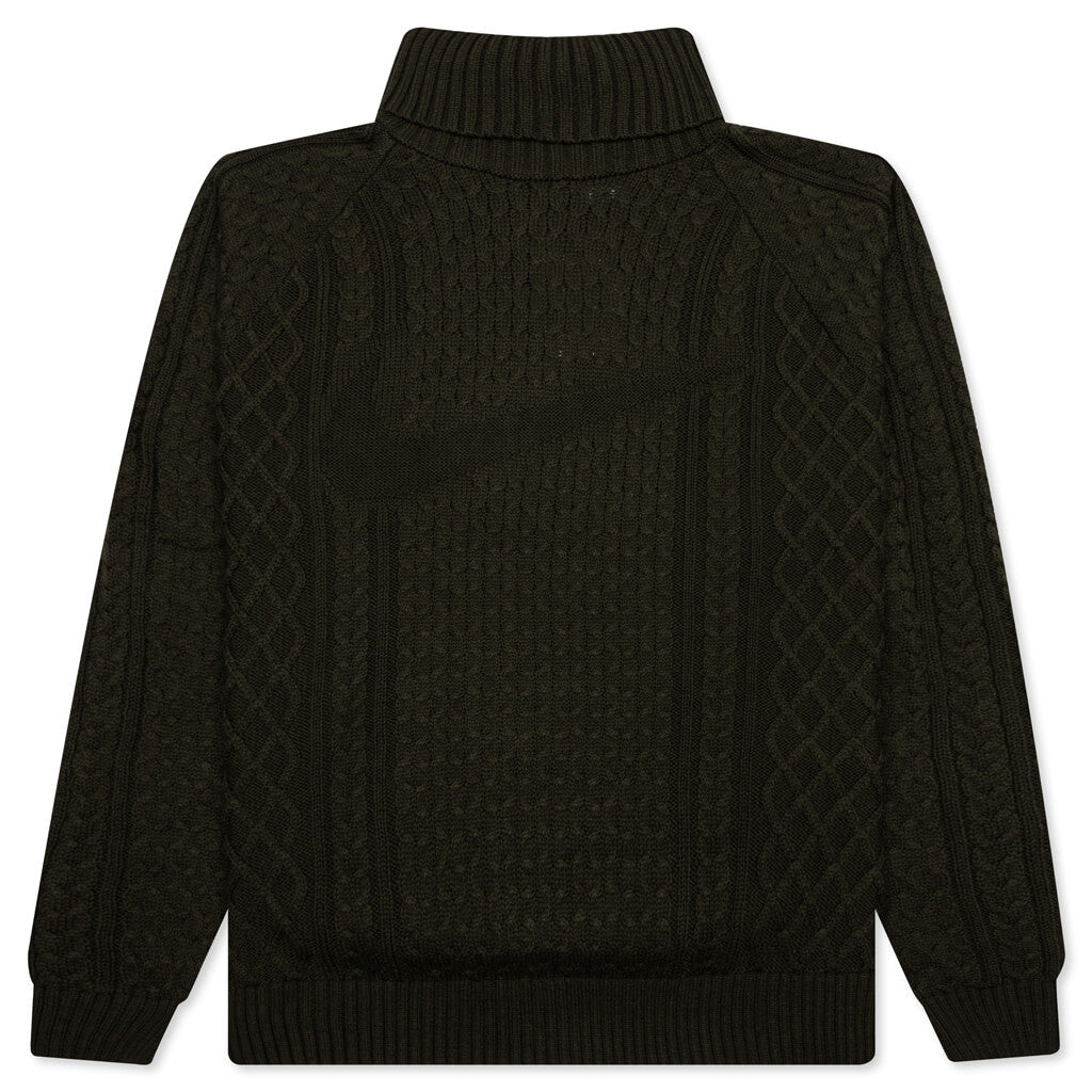 Life Cable Knit Turtleneck Sweater Cargo Khaki Nike – Гарантія оригінальності – боковий вид - NIKE