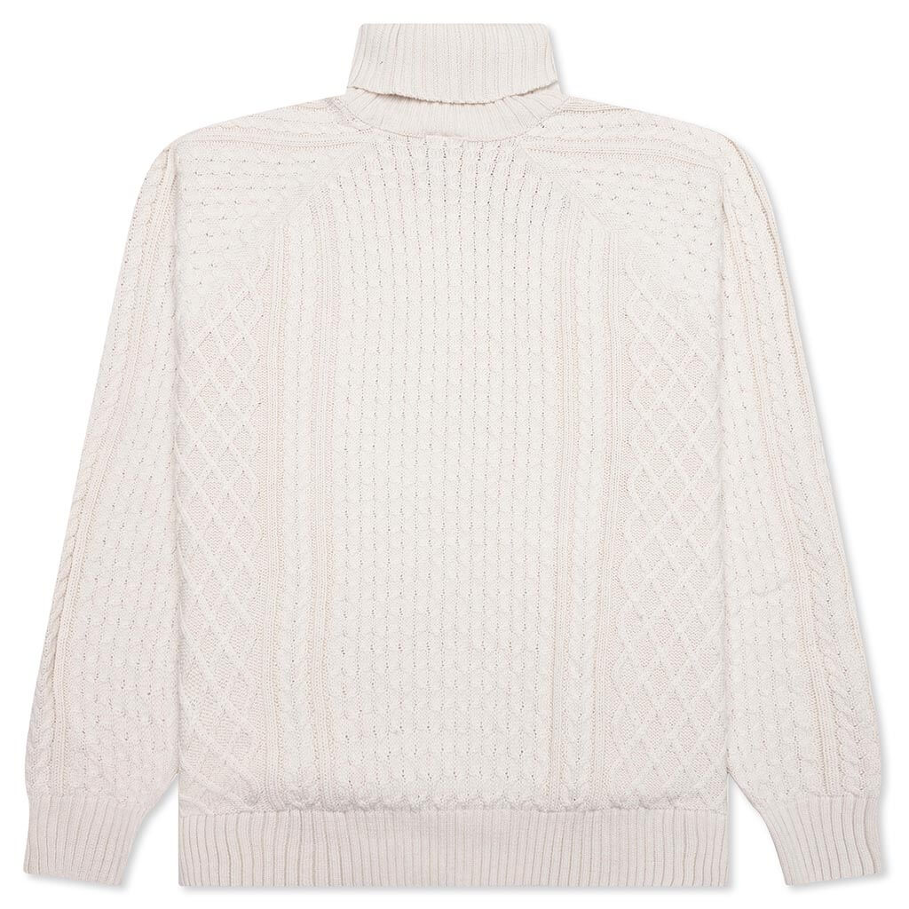 Life Cable Knit Turtleneck Sweater Light Bone Nike – Гарантія оригінальності – вид ззаду - NIKE