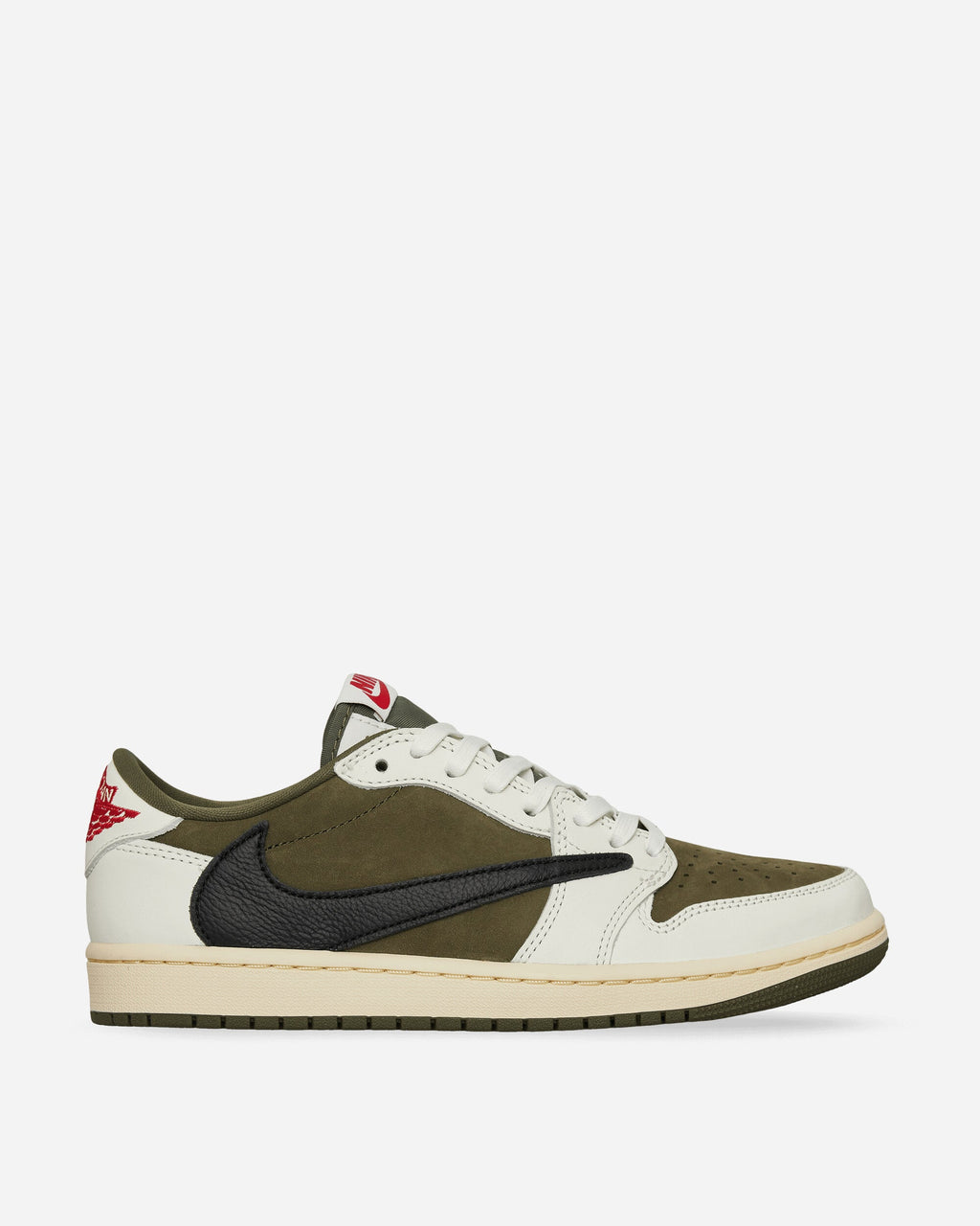 Оригінальна Travis Scott Air Jordan 1 Low Sneakers Medium Olive Nike – боковий вид