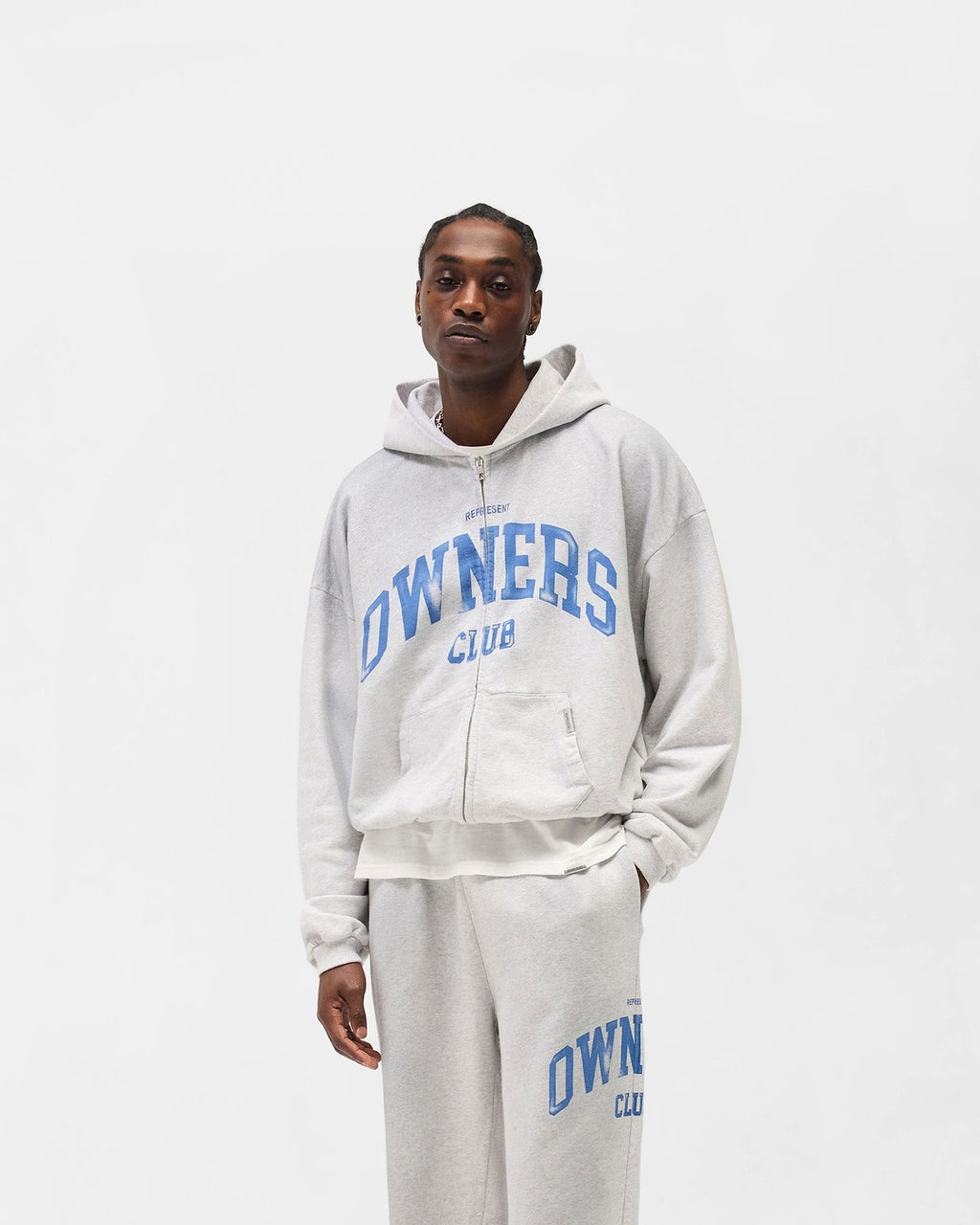 Owners Club Sprayed Ice Grey Marl Zip Through Hoodie Represent оригінал – Купити в Україні – збільшений вид