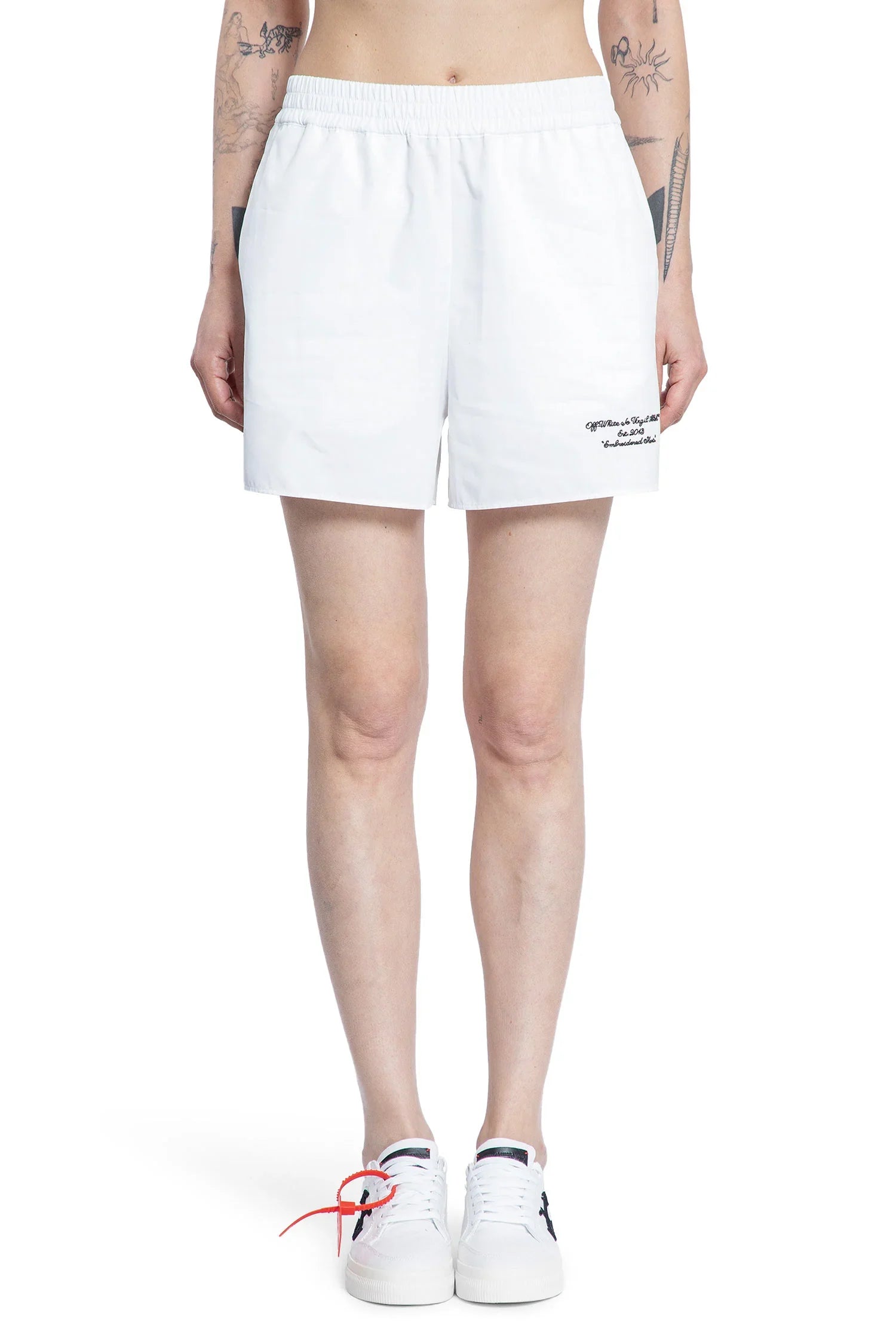 Shorts in popeline ricamato - OFF-WHITE